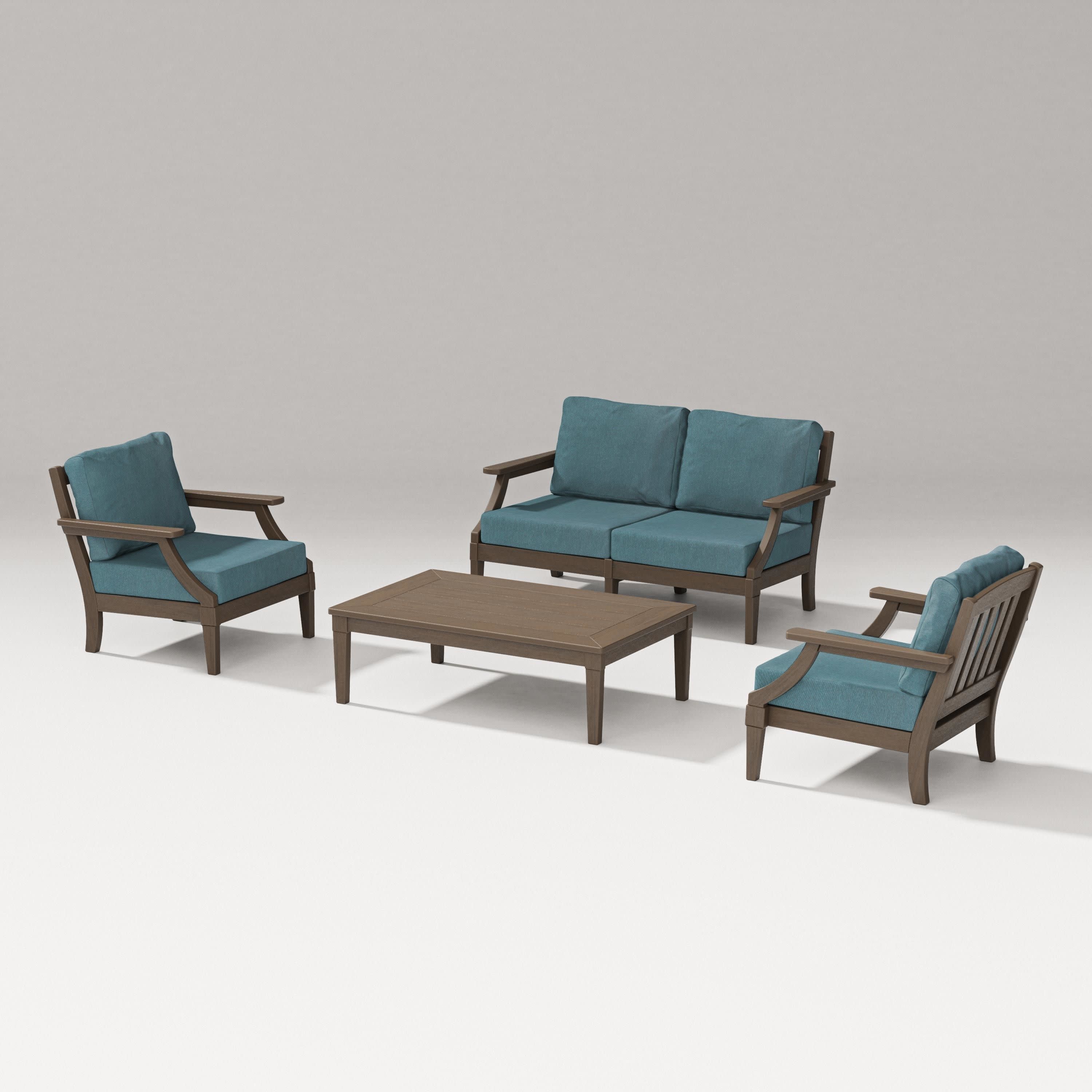 Estate Lounge 4-Piece Loveseat Set in Kona / Ocean Teal