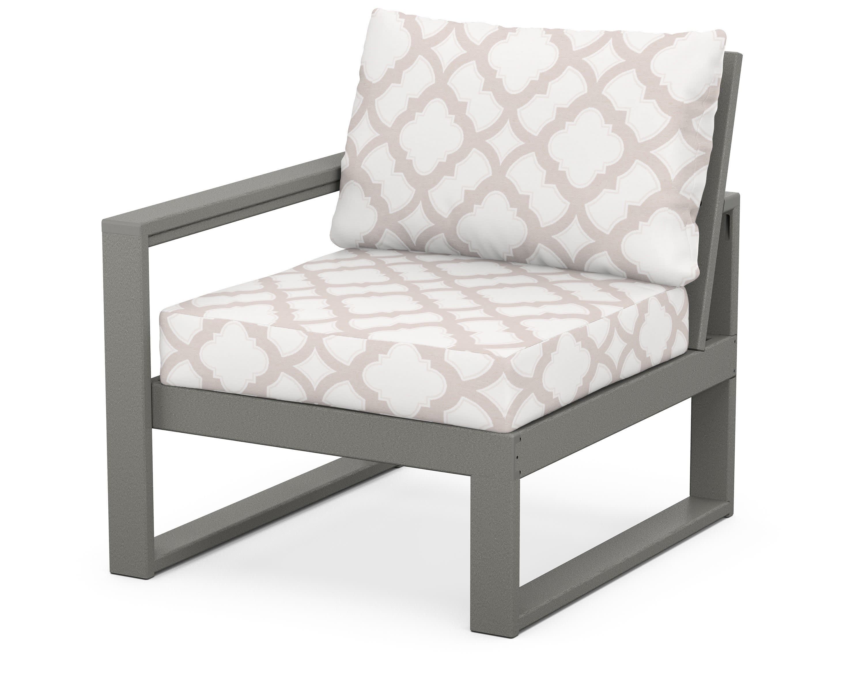 EDGE Modular Left Arm Chair in Slate Grey / Trellis Dune Burlap