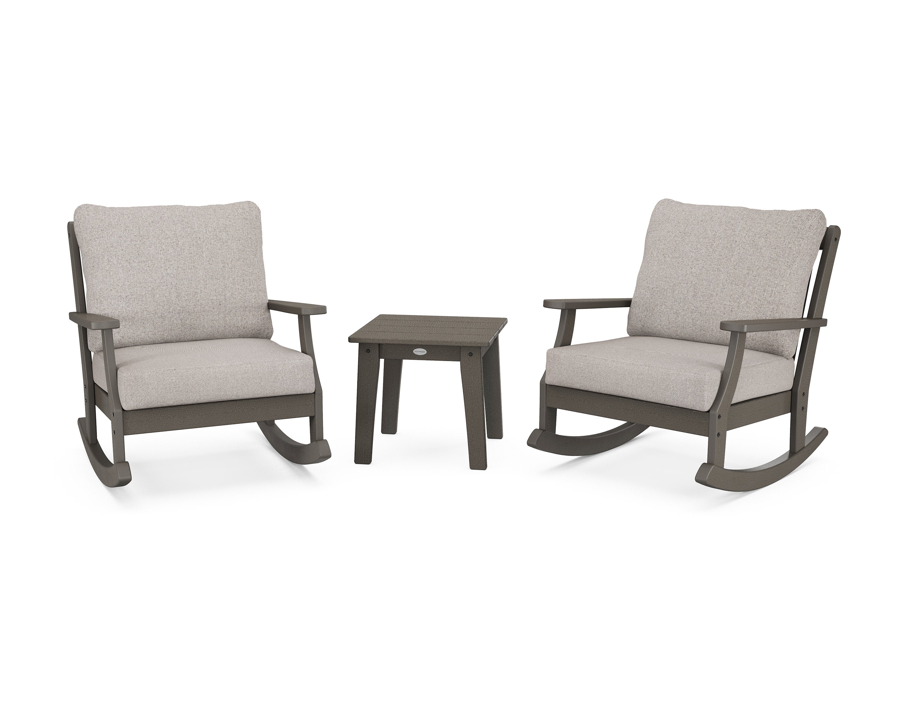 Braxton 3-Piece Deep Seating Rocker Set in Vintage Coffee / Weathered Tweed