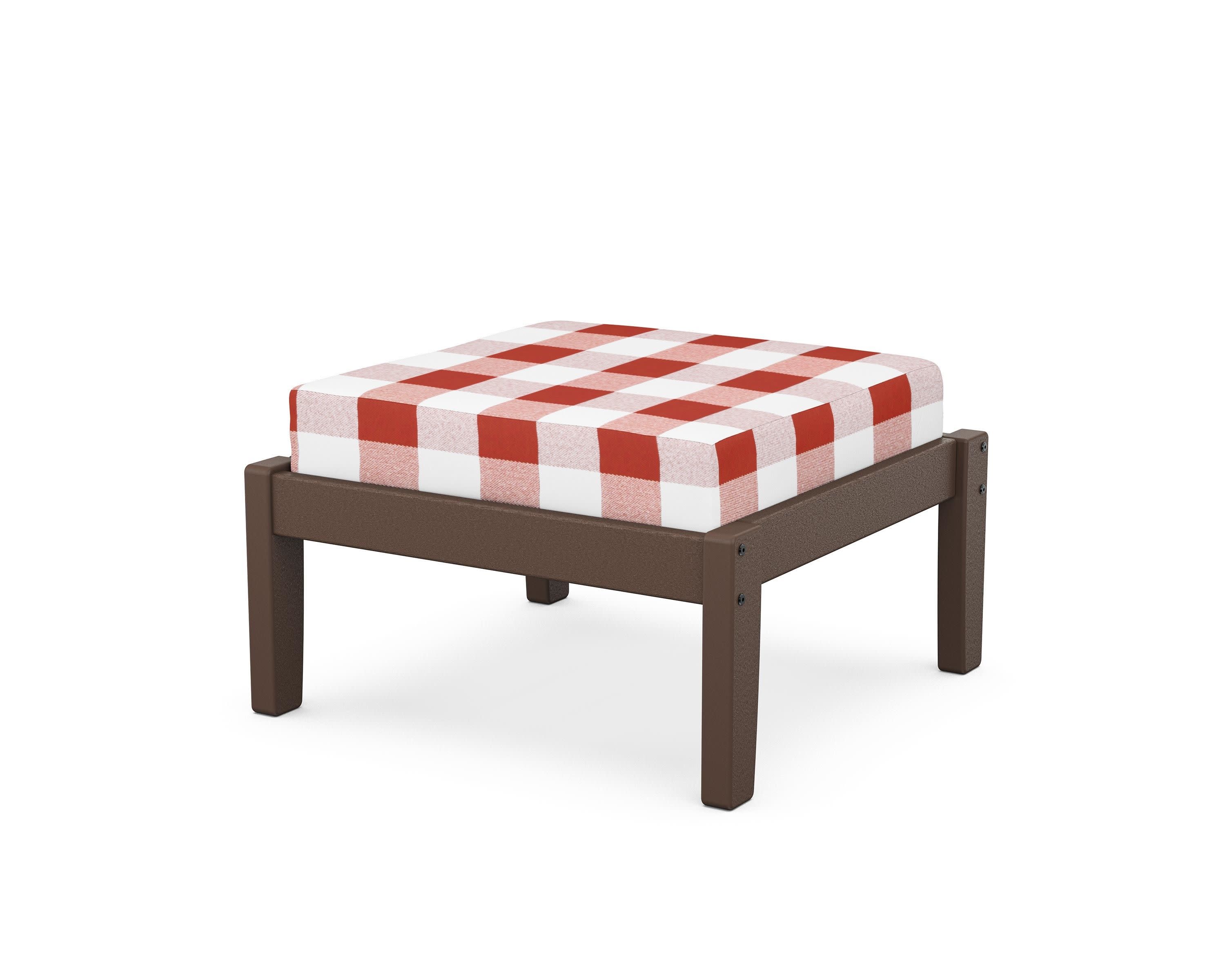Deep Seating Ottoman in Mahogany / Buffalo Plaid Crimson