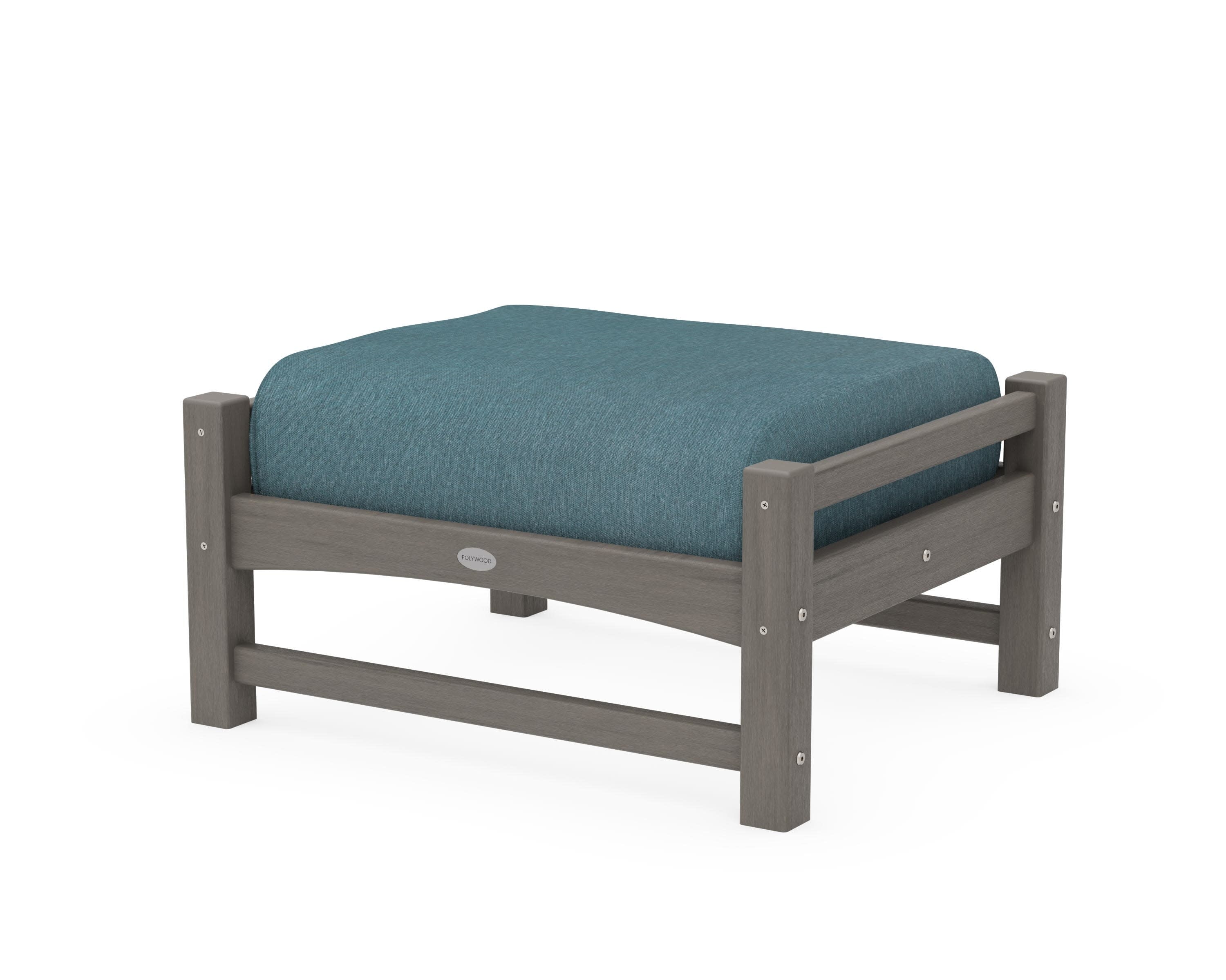 Club Ottoman in Driftwood / Ocean Teal