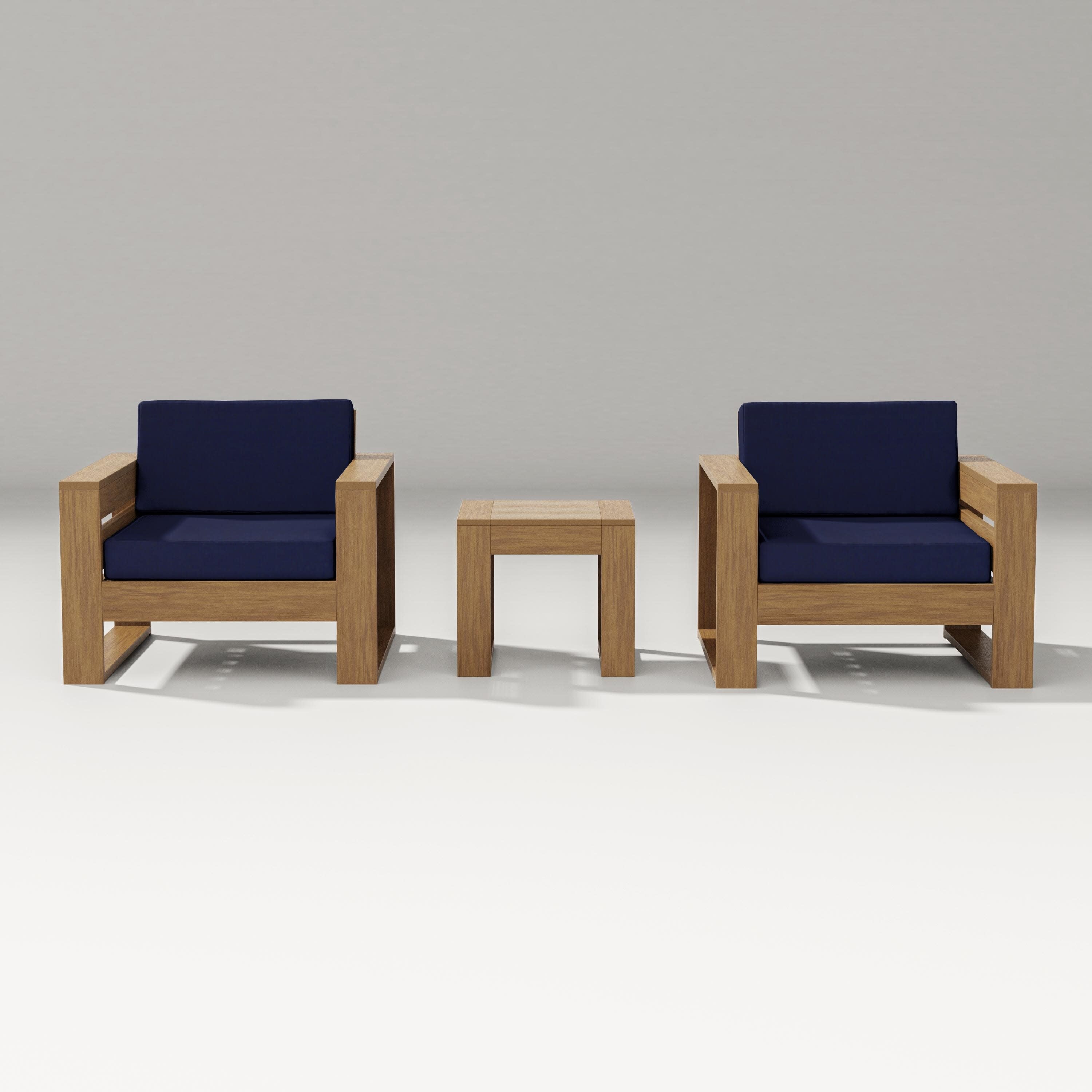 Latitude 3-Piece Lounge Chair Set in Natural / Navy