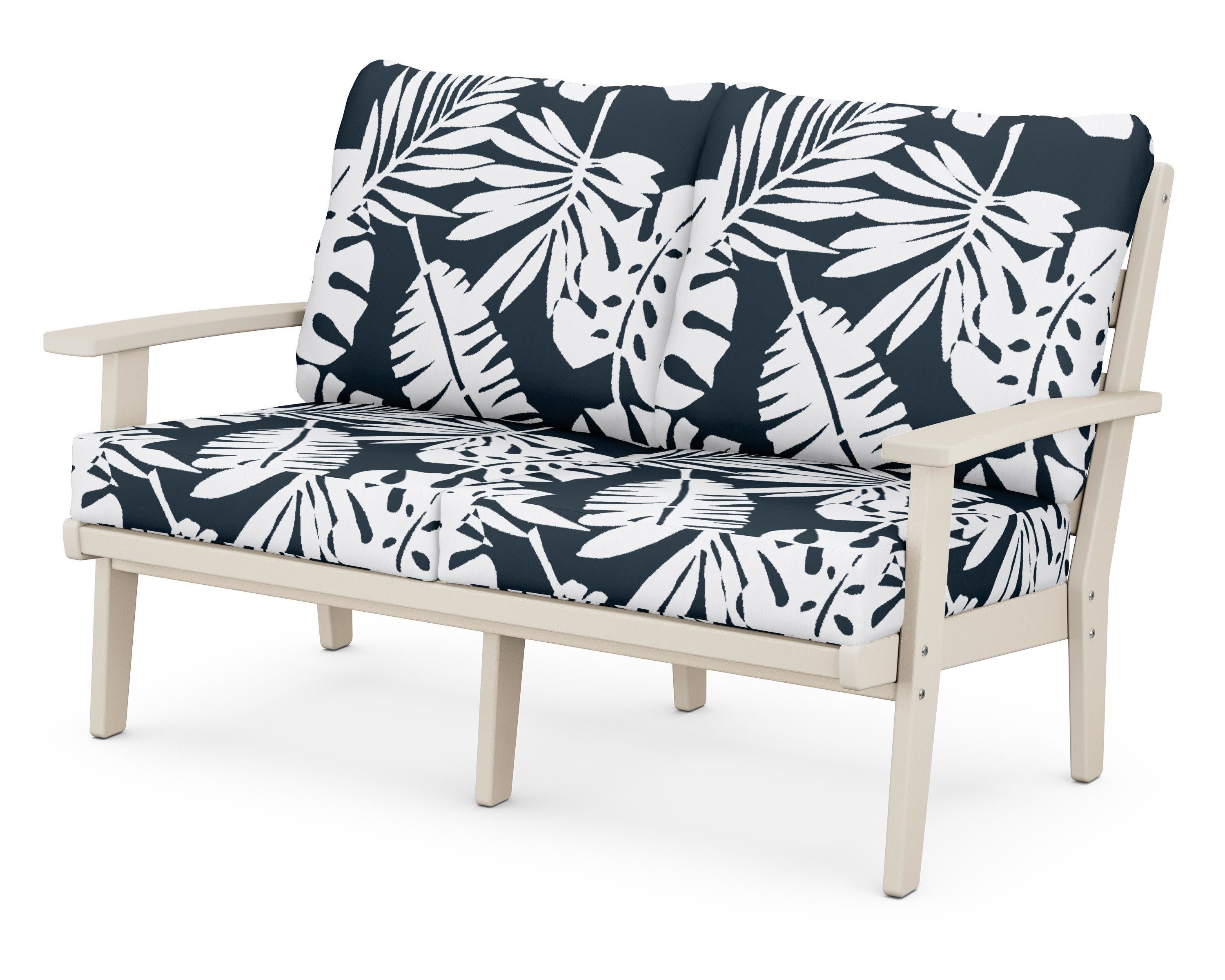 Grant Park Deep Seating Loveseat in Sand / Leaf Marine Indigo