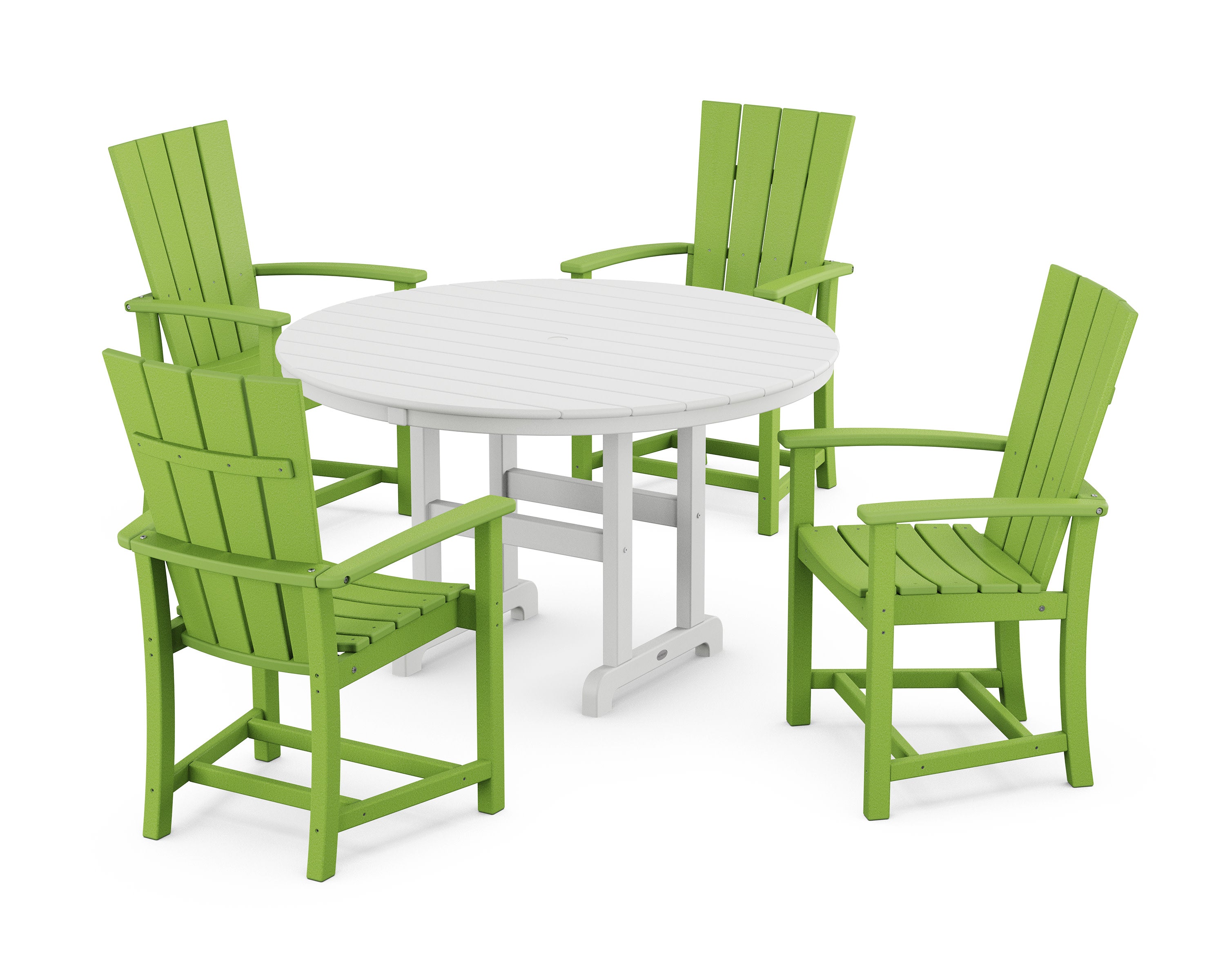 Quattro 5-Piece Round Farmhouse Dining Set in Lime / White