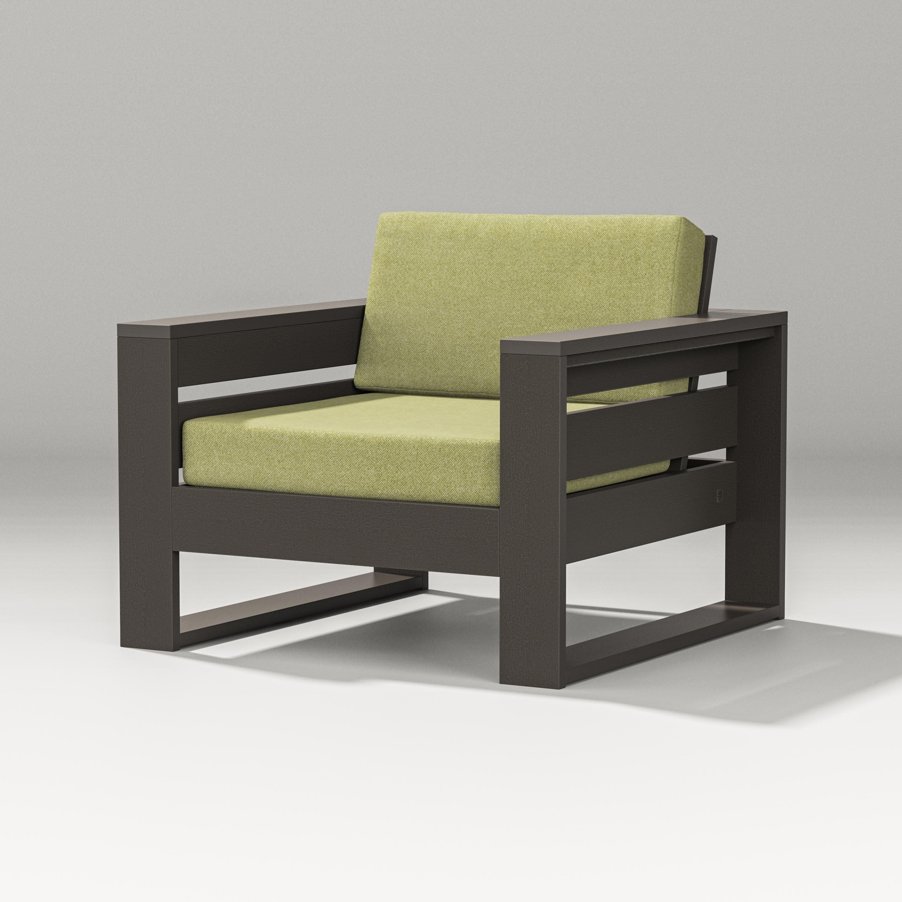 Latitude Lounge Chair in Vintage Coffee / Chartreuse Boucle