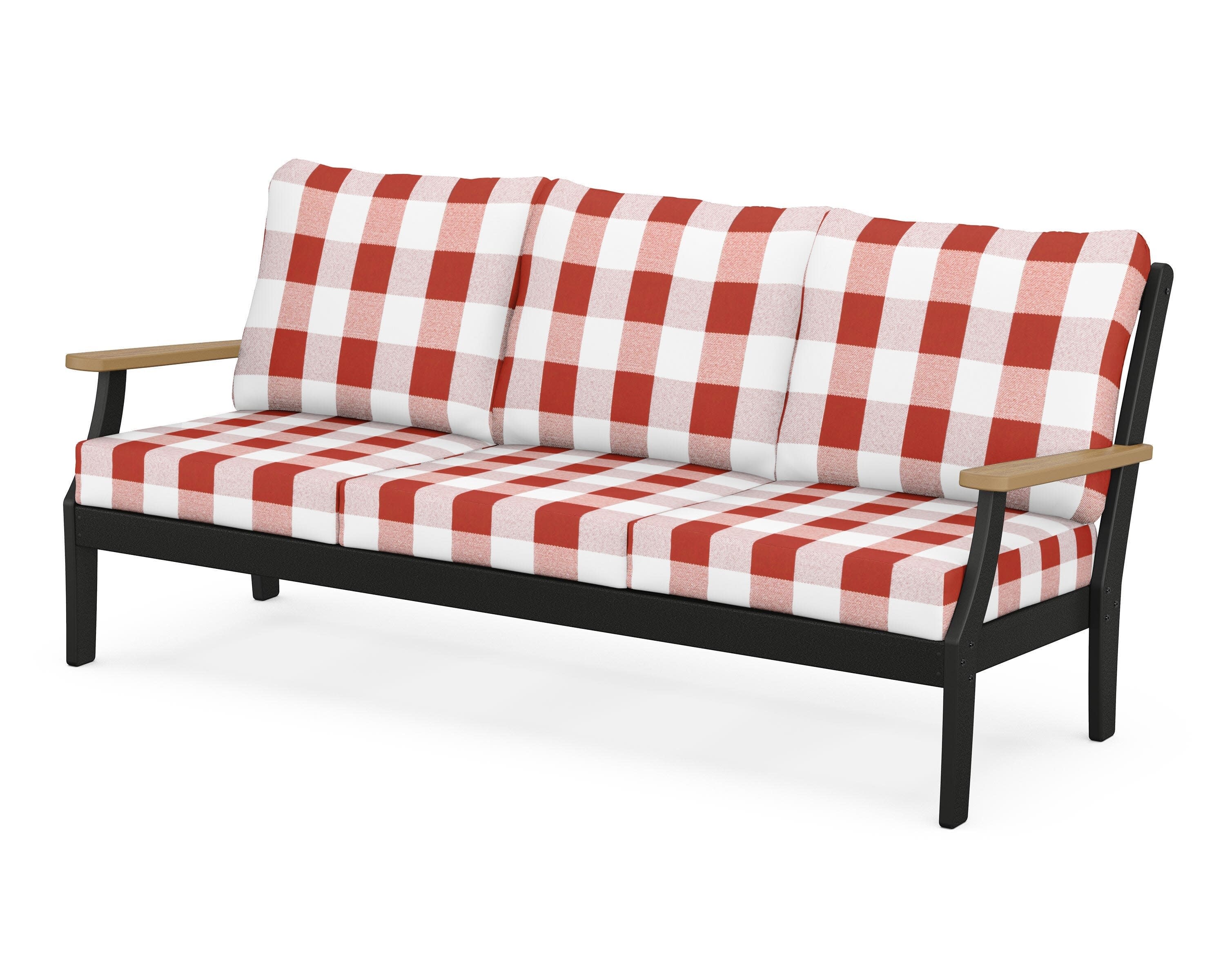 Braxton Deep Seating Sofa in Black / Natural / Buffalo Plaid Crimson