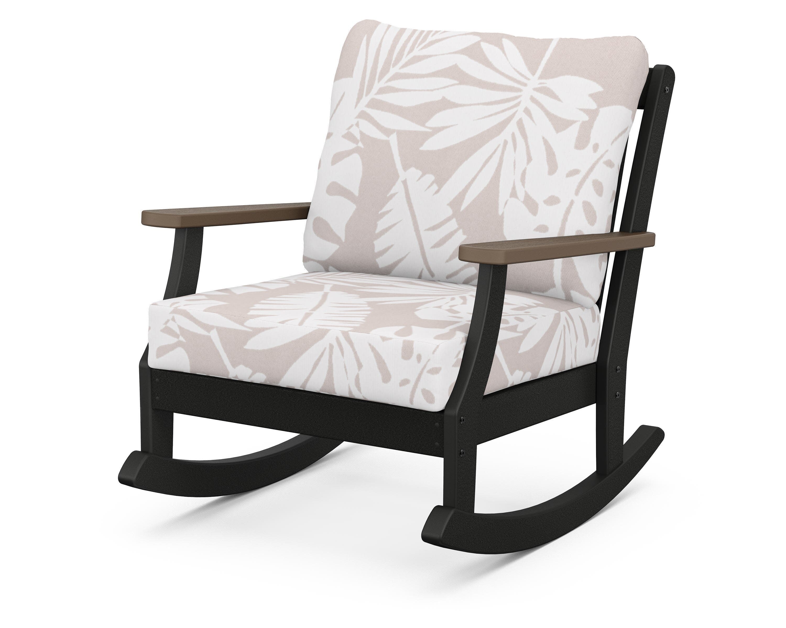 Braxton Deep Seating Rocking Chair in Black / Kona / Leaf Dune Burlap