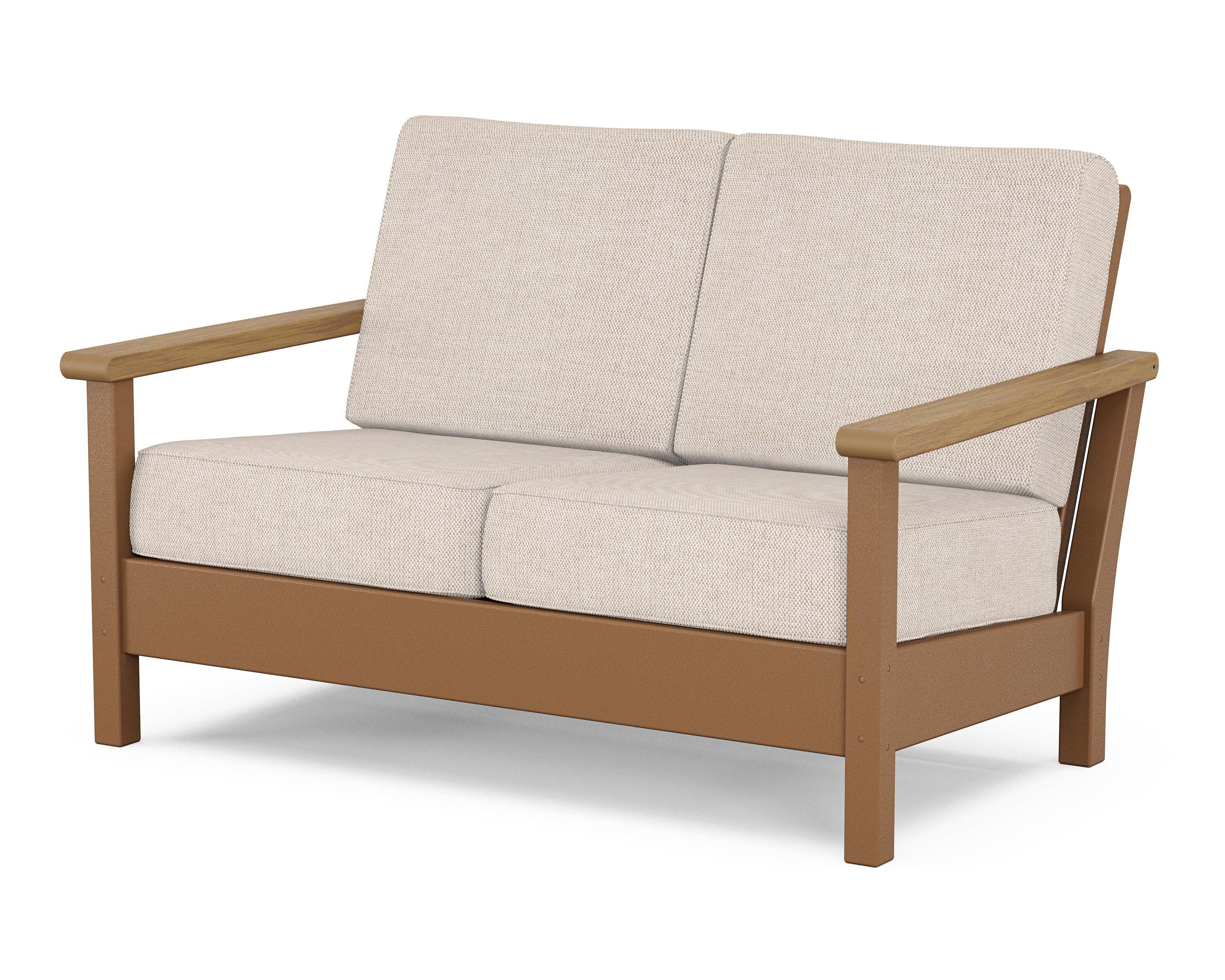 Harbour Deep Seating Loveseat in Teak / Natural / Blend Linen