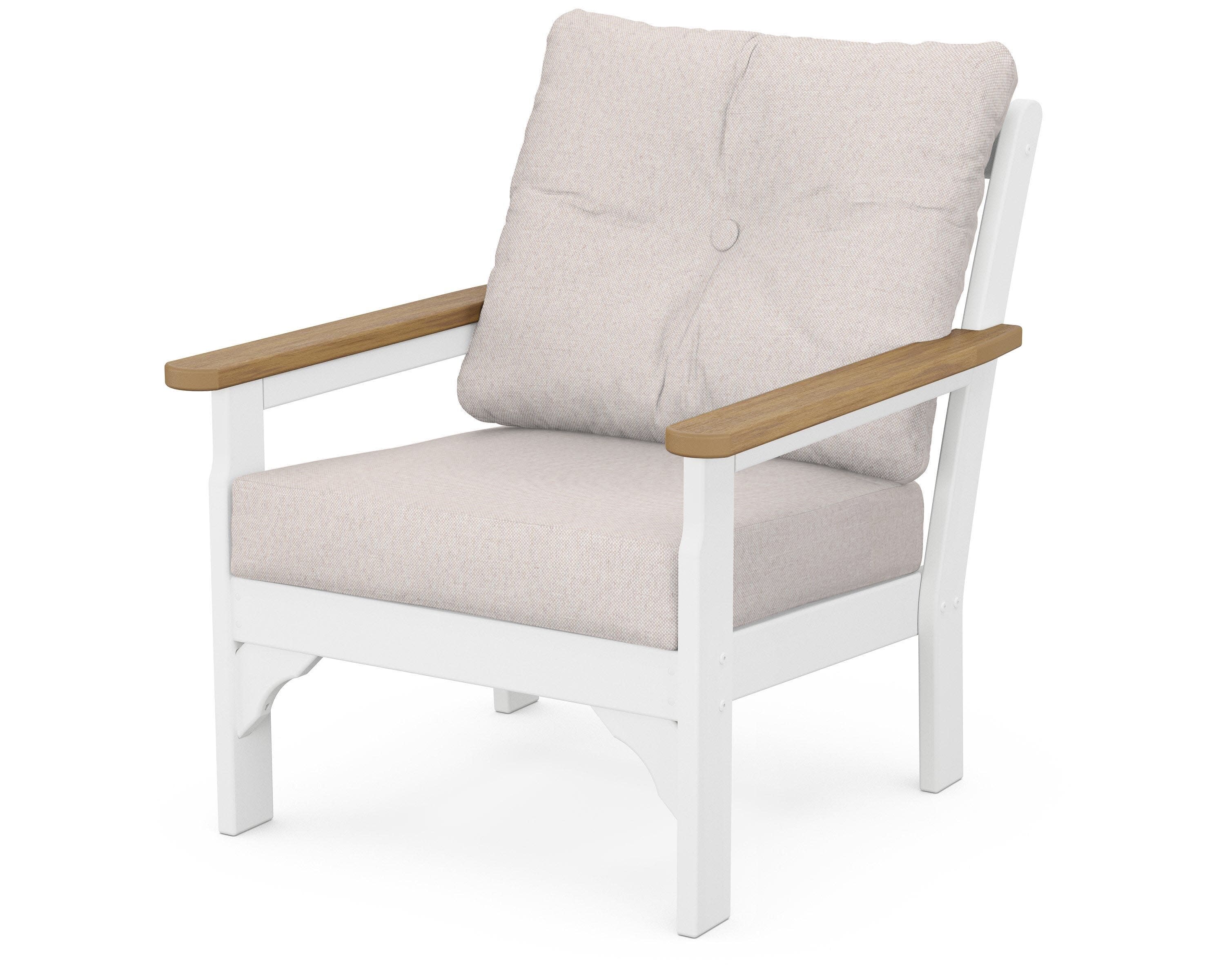 Vineyard Deep Seating Chair in White / Natural / Dune Burlap