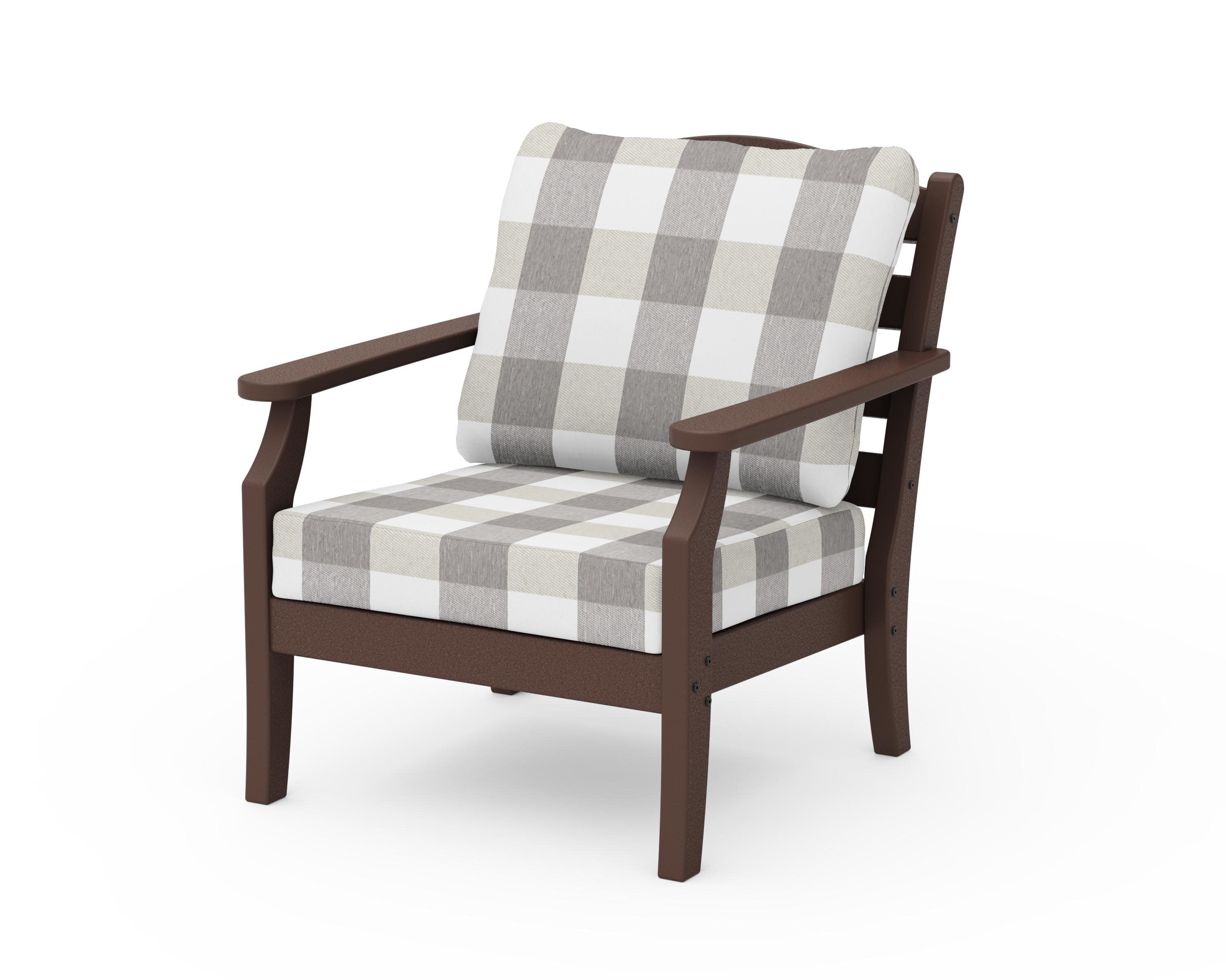 Savannah Deep Seating Chair in Mahogany / Buffalo Plaid Grey Mist