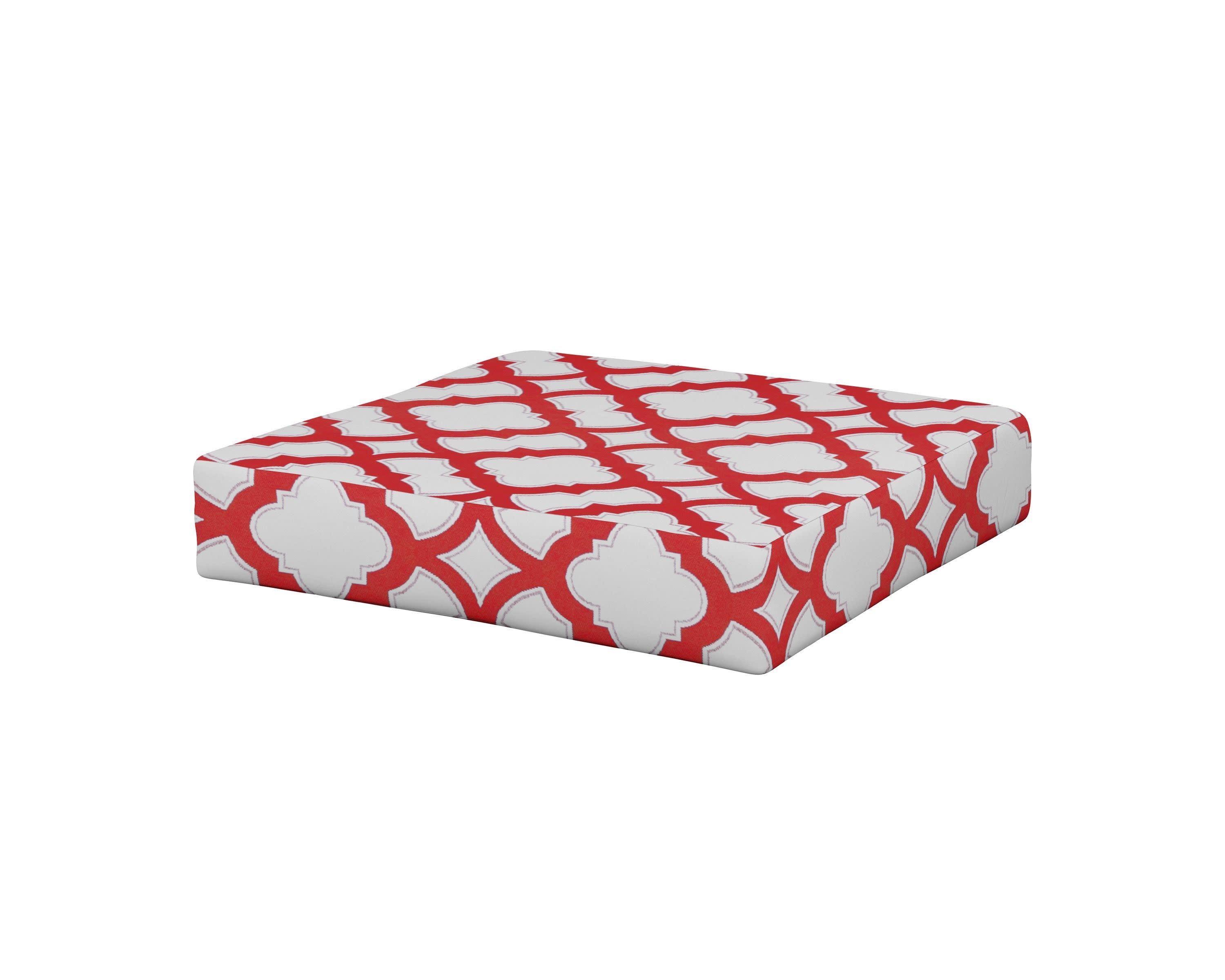 Vineyard Ottoman Cushion in Trellis Crimson