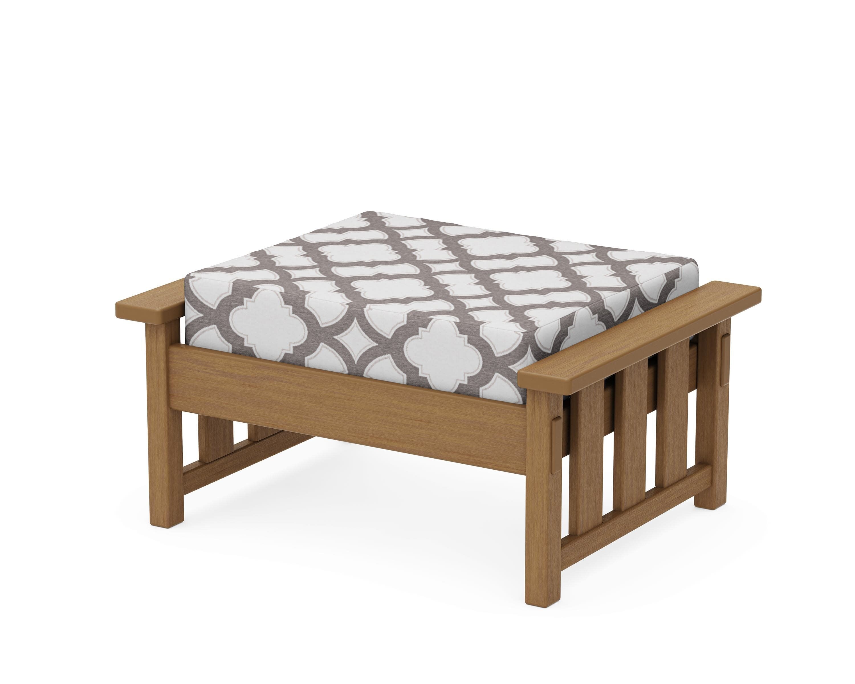 Acadia Deep Seating Ottoman in Natural / Trellis Grey Mist