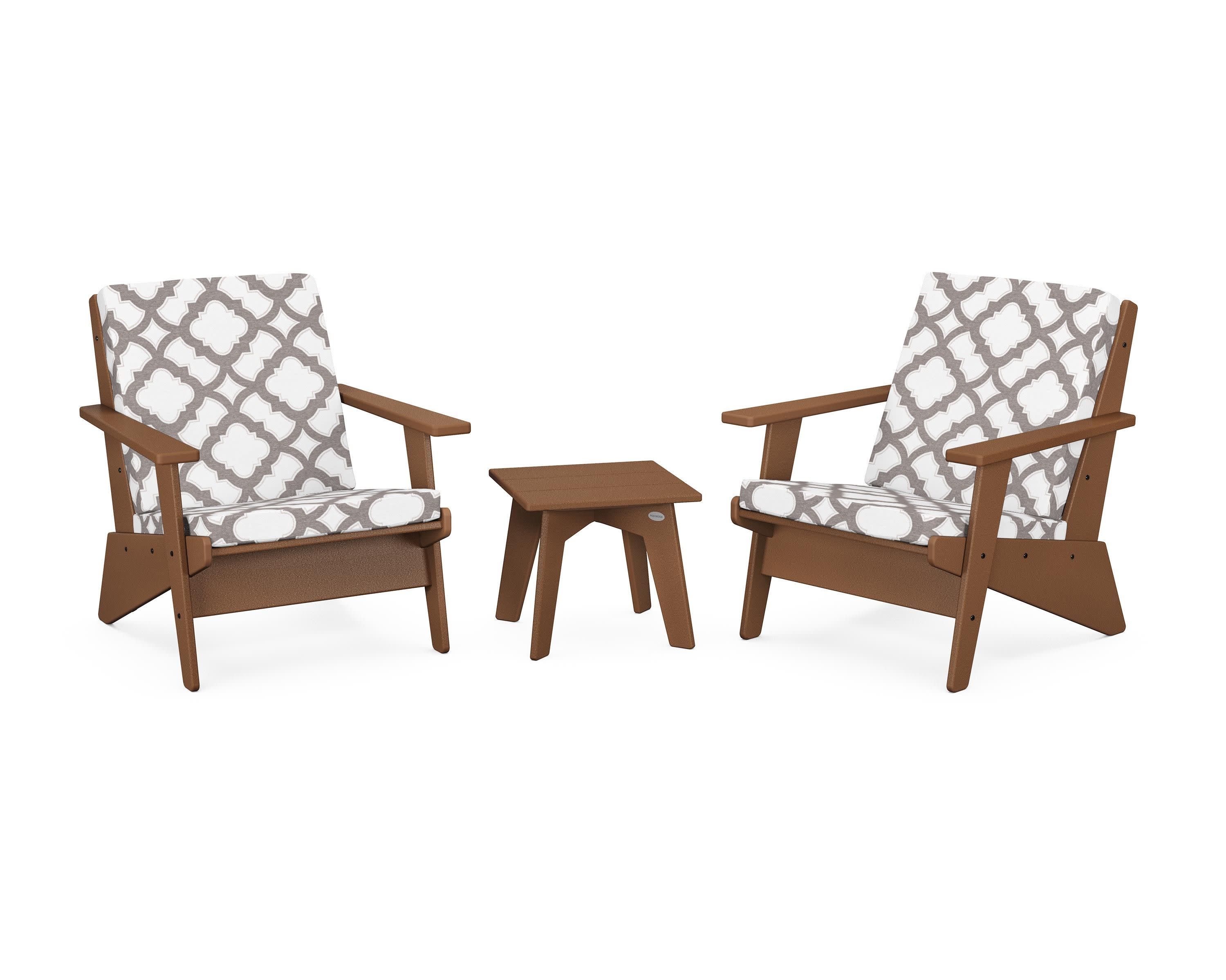 Riviera Modern Lounge 3-Piece Set in Teak / Trellis Grey Mist