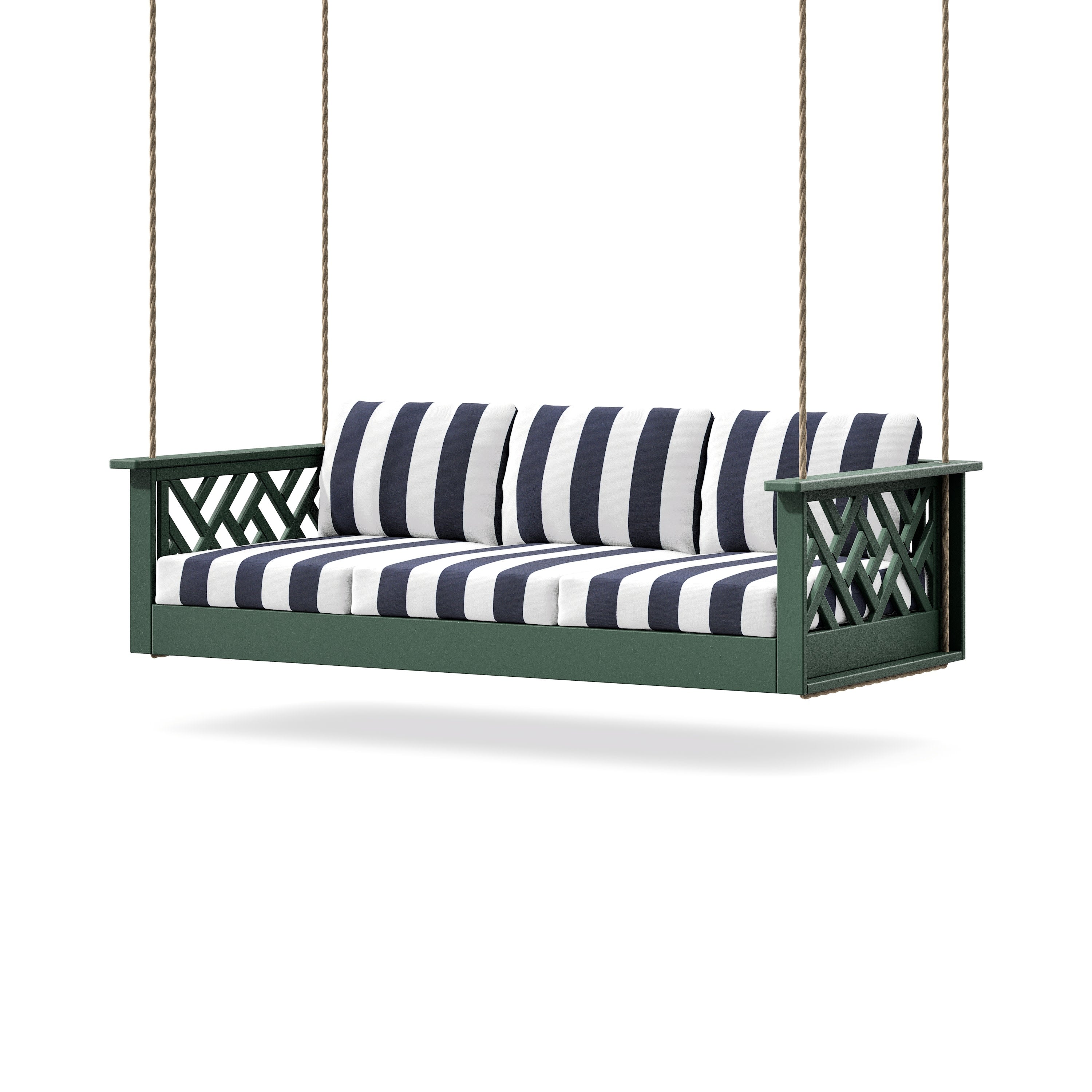 Chippendale Daybed Swing in Green / Cabana Stripe Navy
