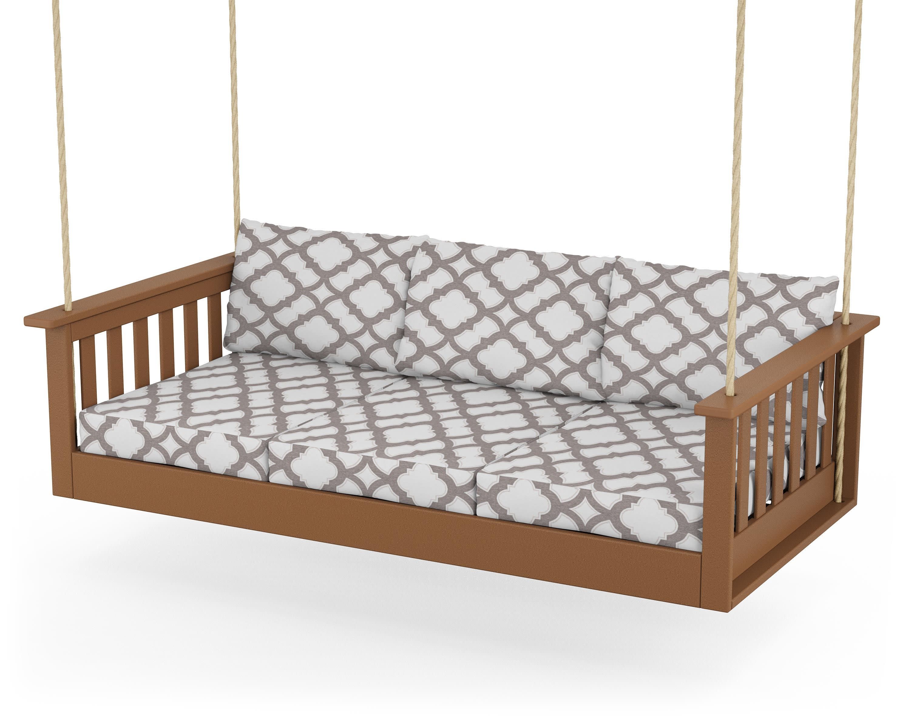 Vineyard Daybed Swing in Teak / Trellis Grey Mist