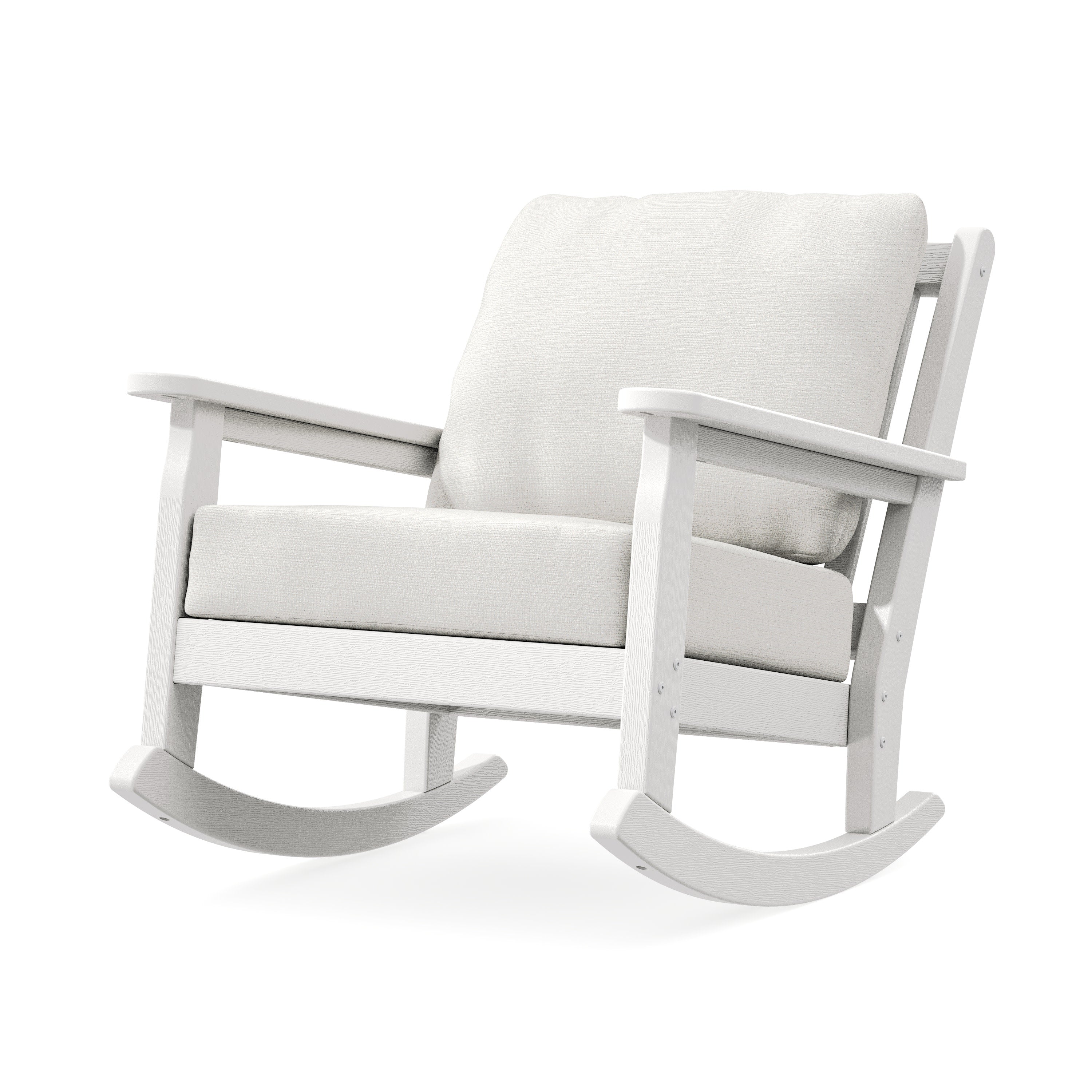 Chippendale Deep Seating Rocking Chair in Vintage White / Natural Linen