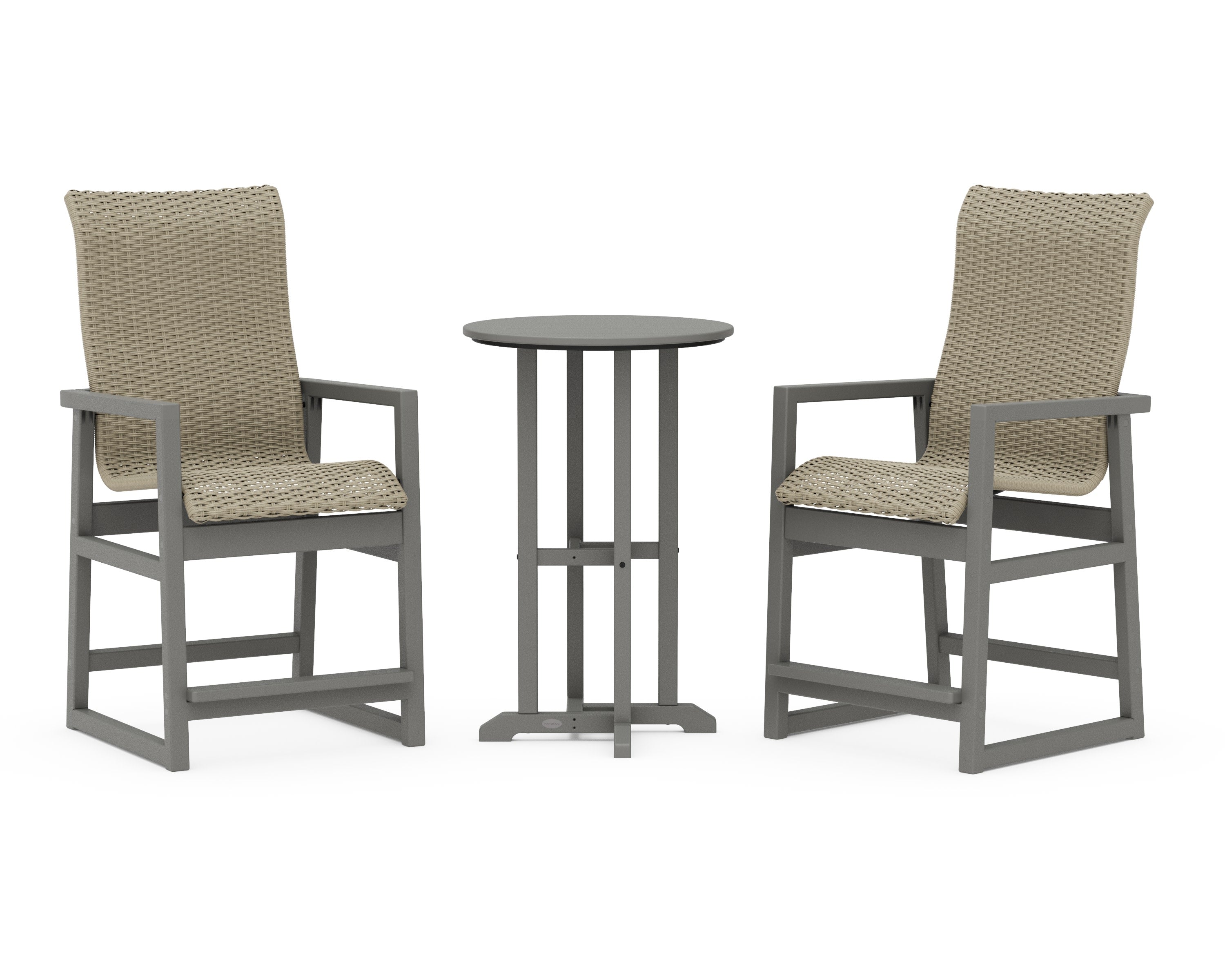 EDGE Woven Highback 3-Piece Farmhouse Counter Set
