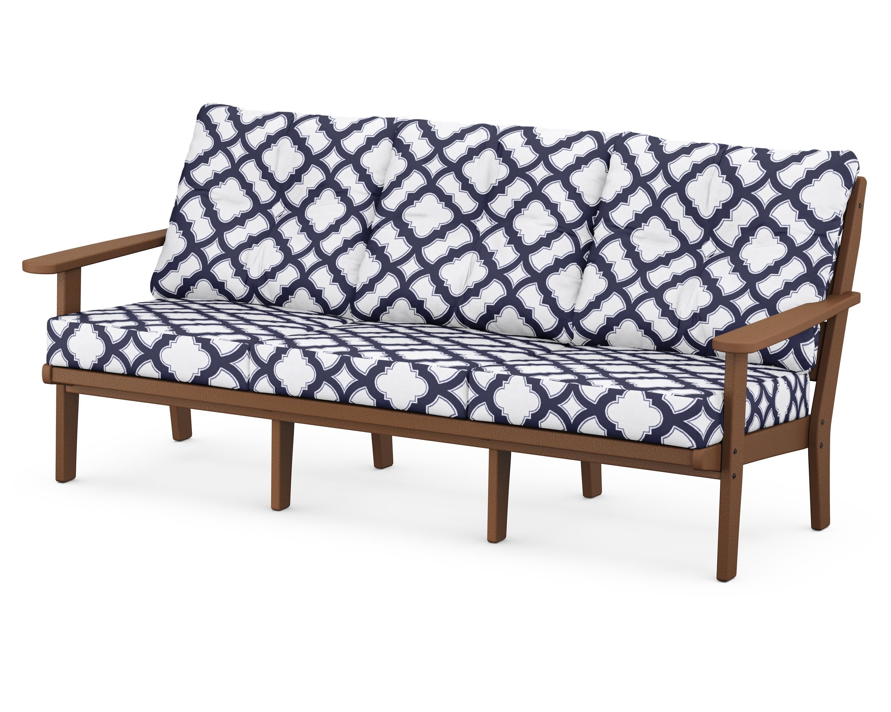 Lakeside Deep Seating Sofa in Teak / Trellis Navy