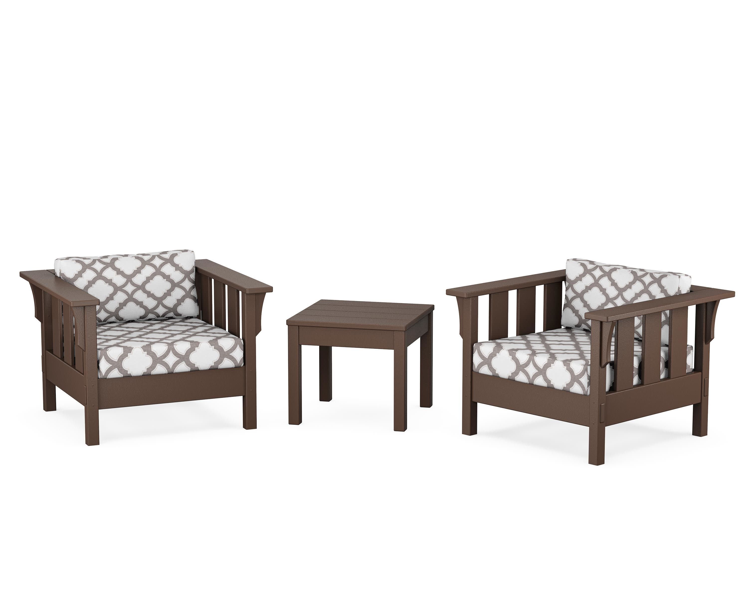 Acadia 3-Piece Deep Seating Set in Mahogany / Trellis Grey Mist