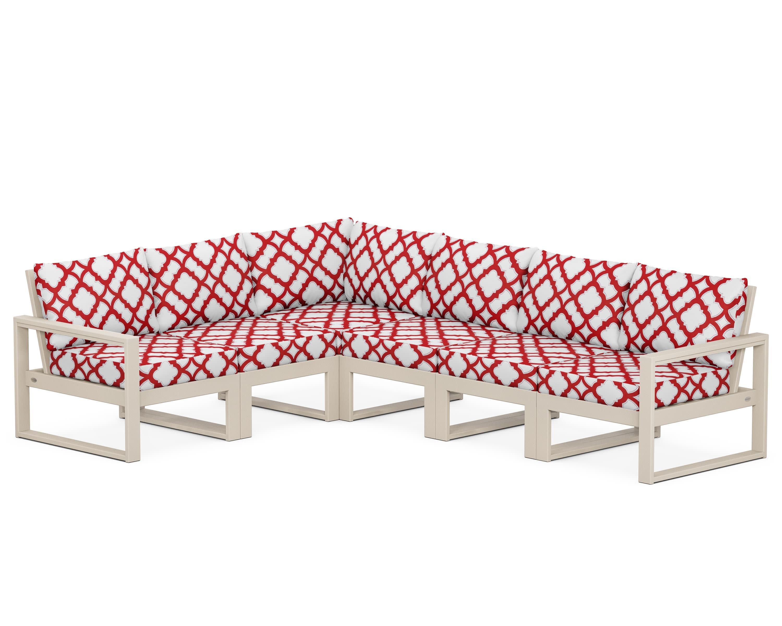 EDGE 6-Piece Modular Deep Seating Set in Sand / Trellis Crimson