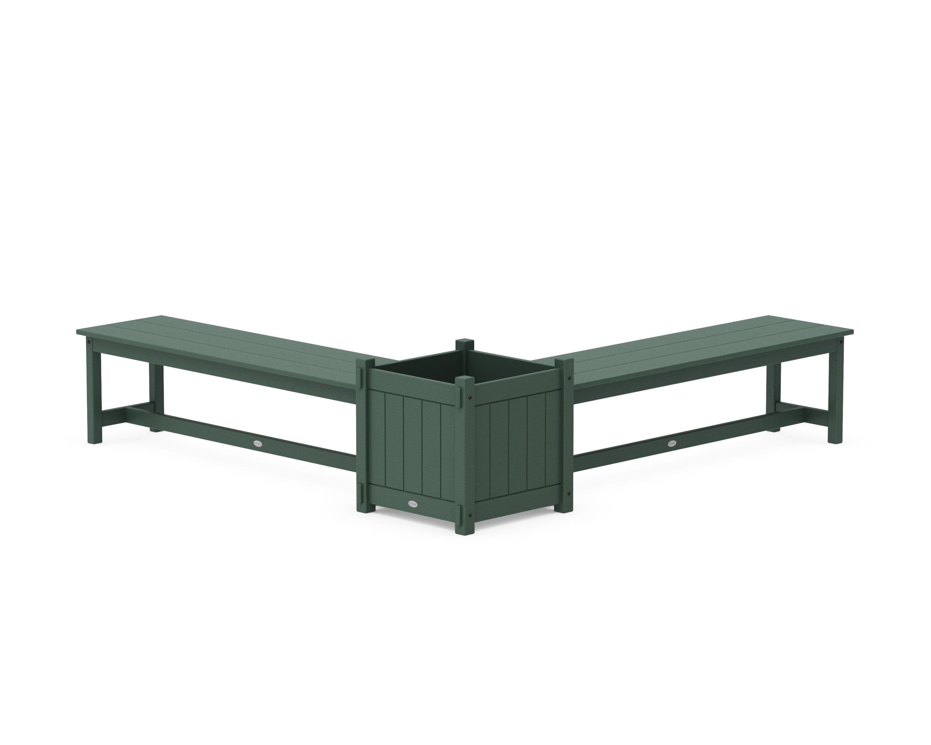 60" Vineyard L- Shaped Planter Bench Set- Large in Green