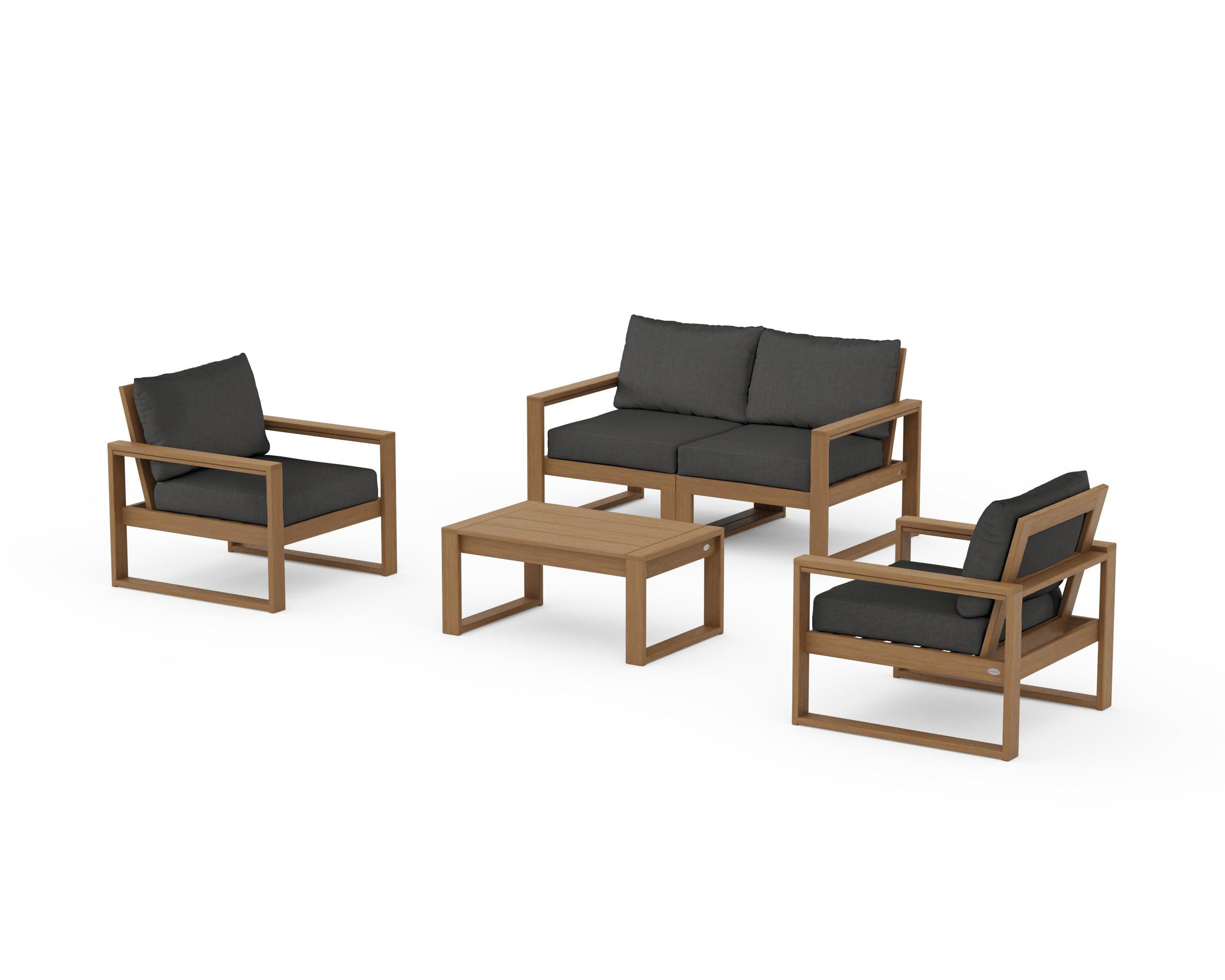 EDGE Sectional 4-Piece Deep Seating Set with Loveseat in Natural / Spectrum Carbon