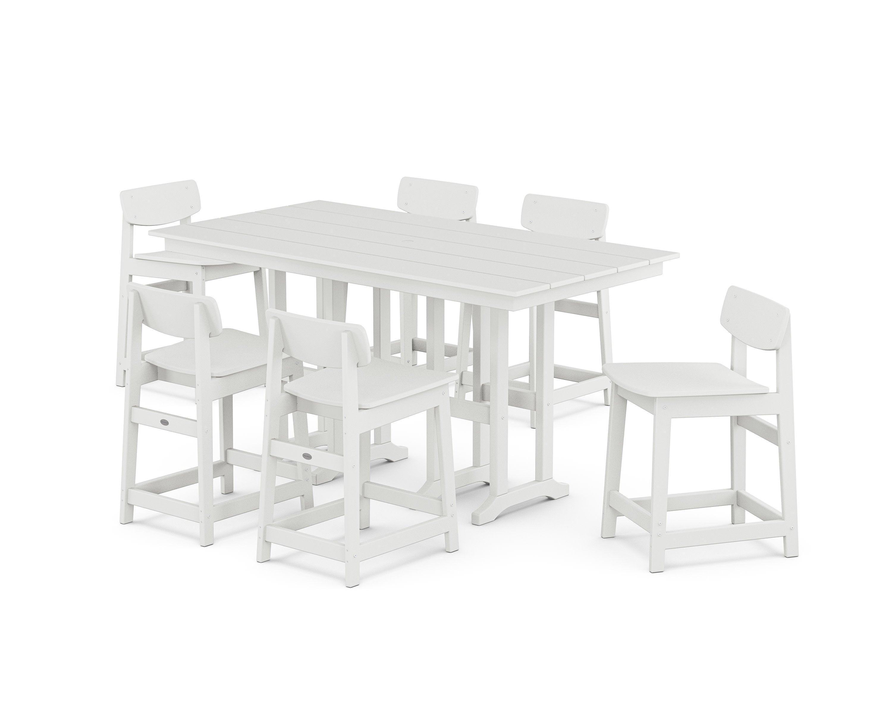 Modern Studio Urban Lowback Counter Chair 7-Piece Set in White