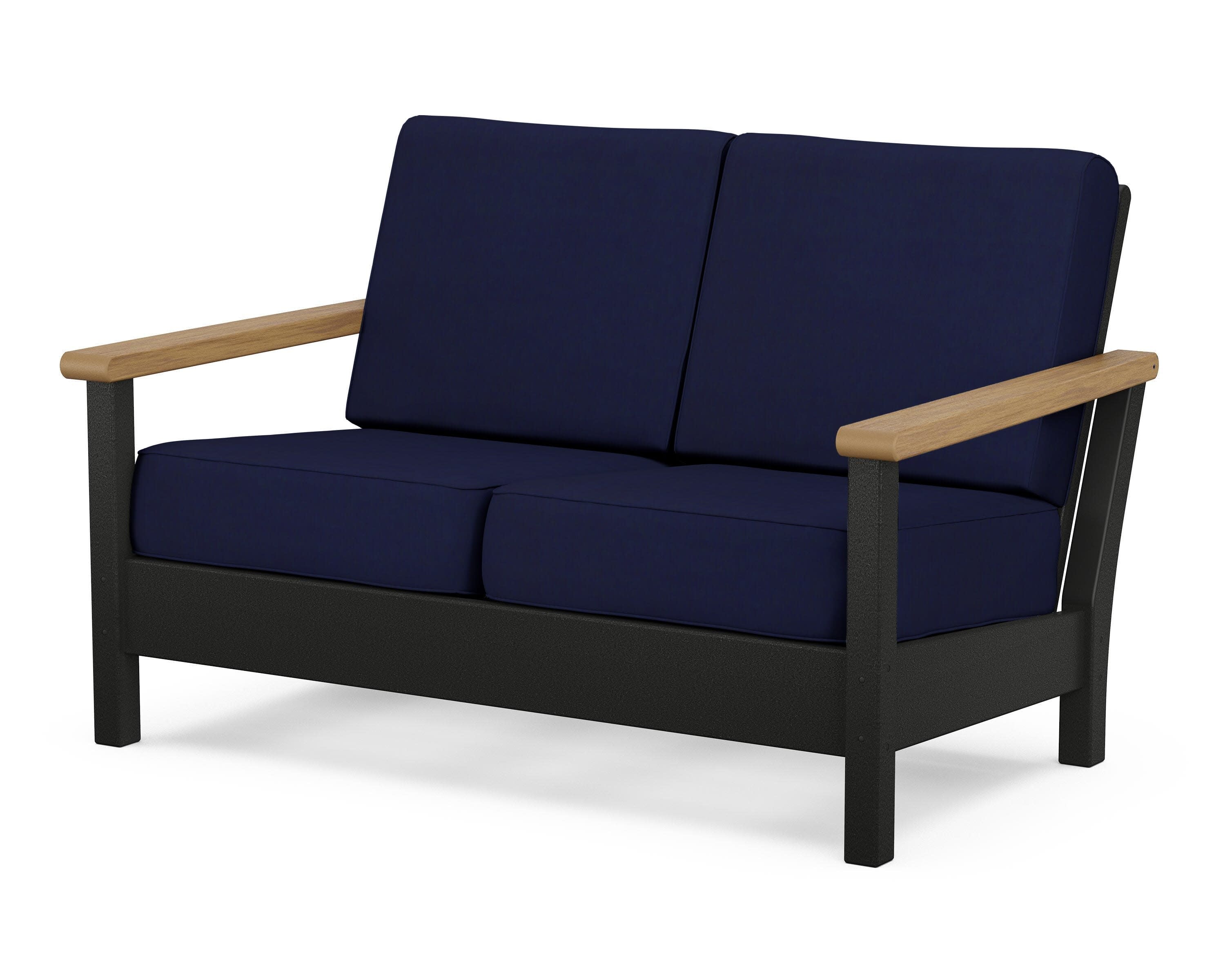 Harbour Deep Seating Loveseat in Black / Natural / Navy