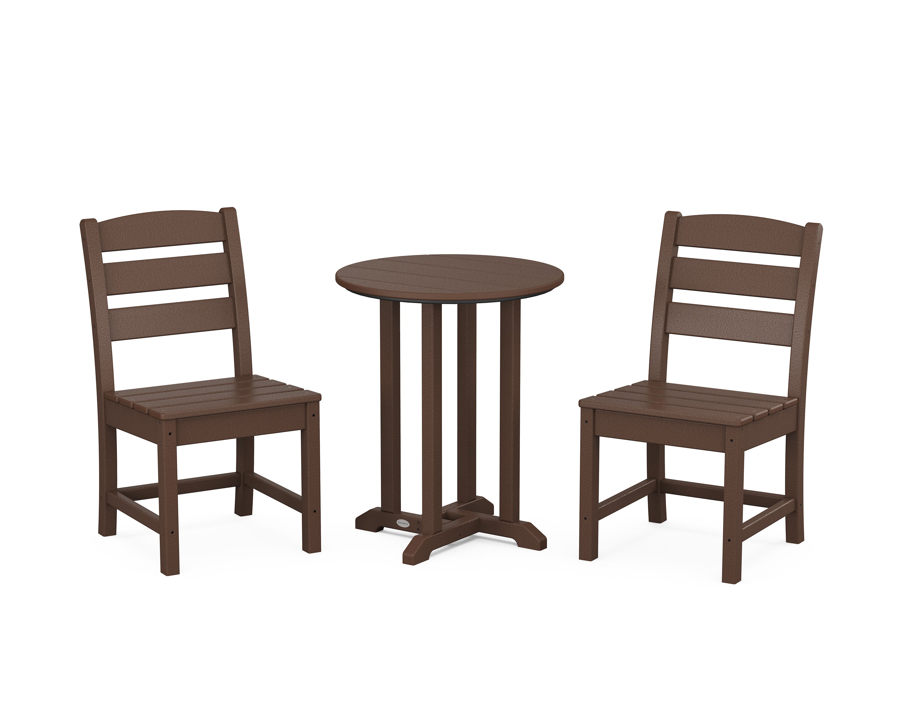 Lakeside Side Chair 3-Piece Round Bistro Dining Set in Mahogany