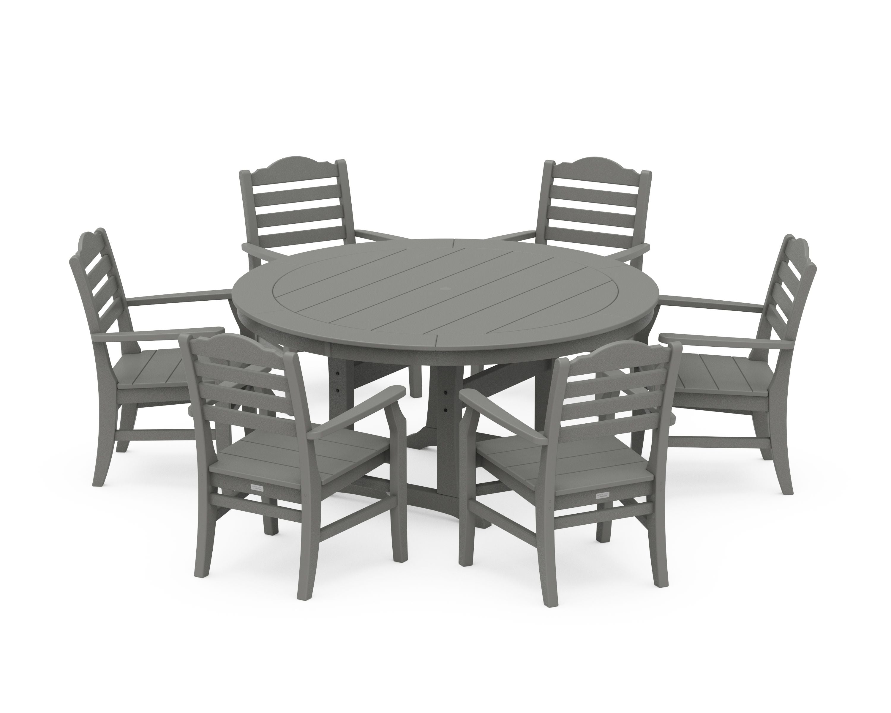 Savannah 7-Piece Arm Chair Round Dining Set in Slate Grey