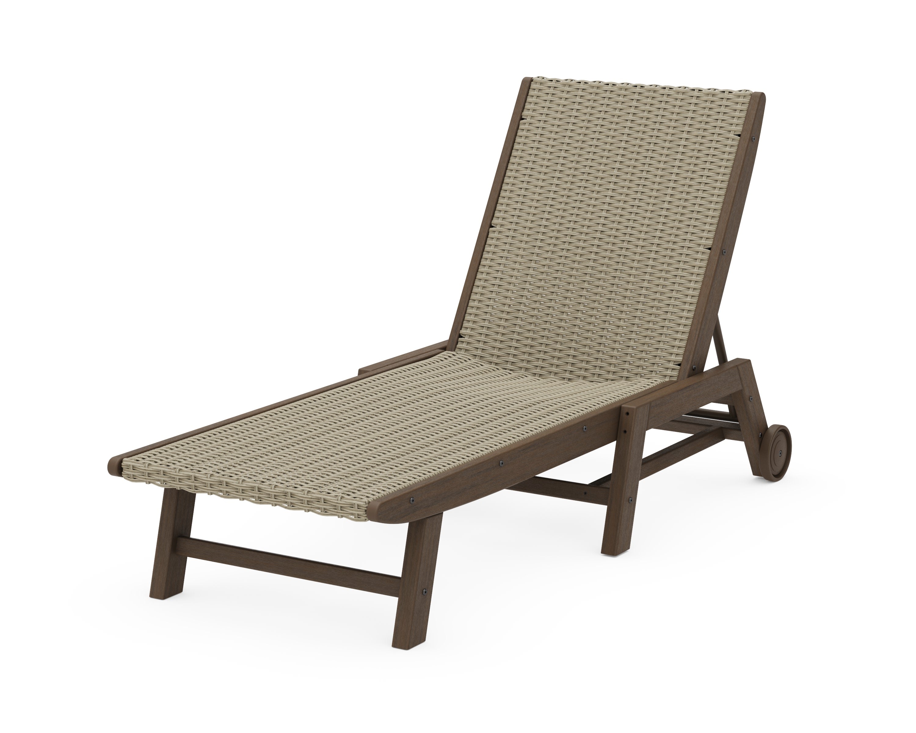 Coastal Woven Chaise with Wheels in Kona / Dune Grass