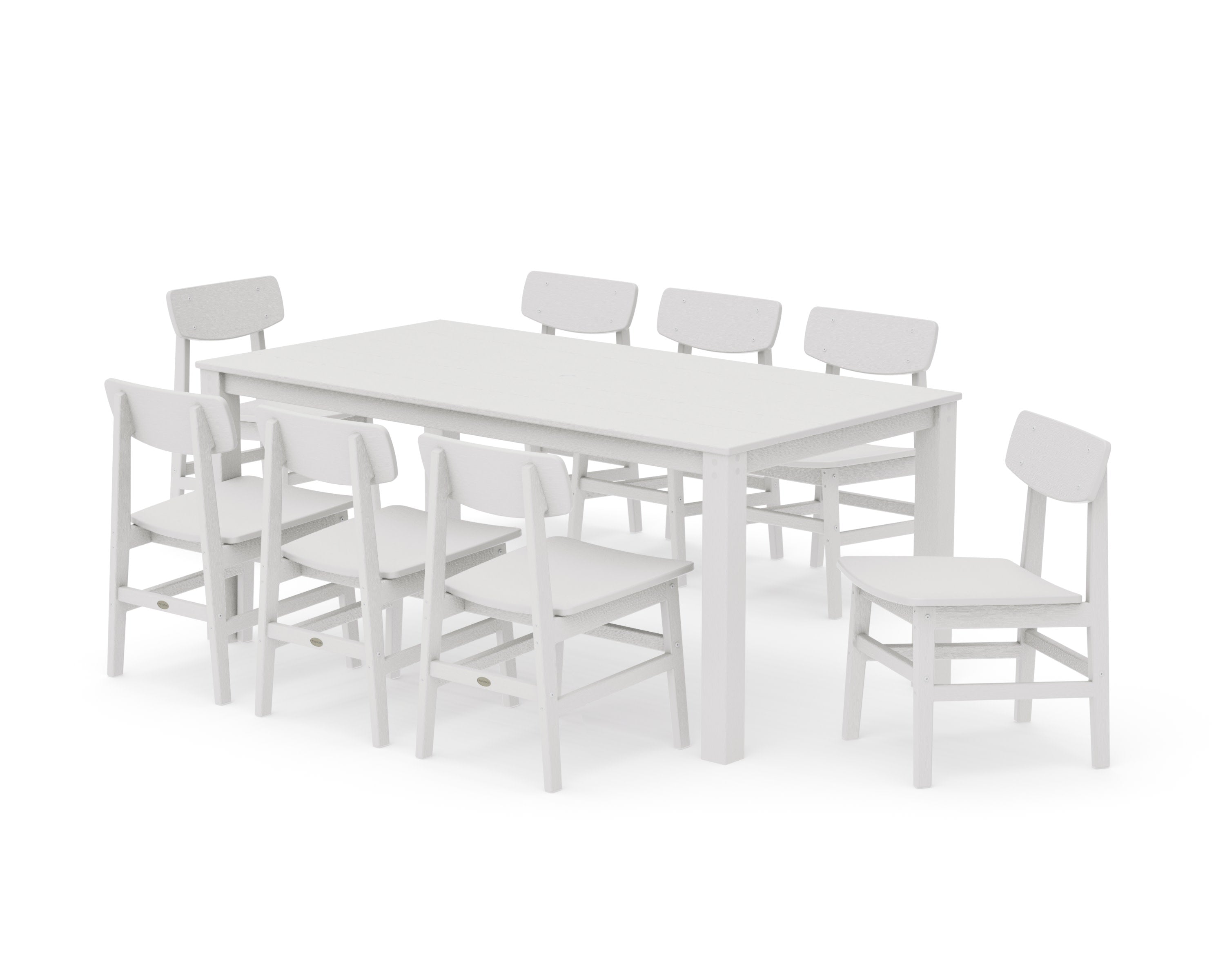 Modern Studio Urban Chair 9-Piece Parsons Dining Set in Vintage White