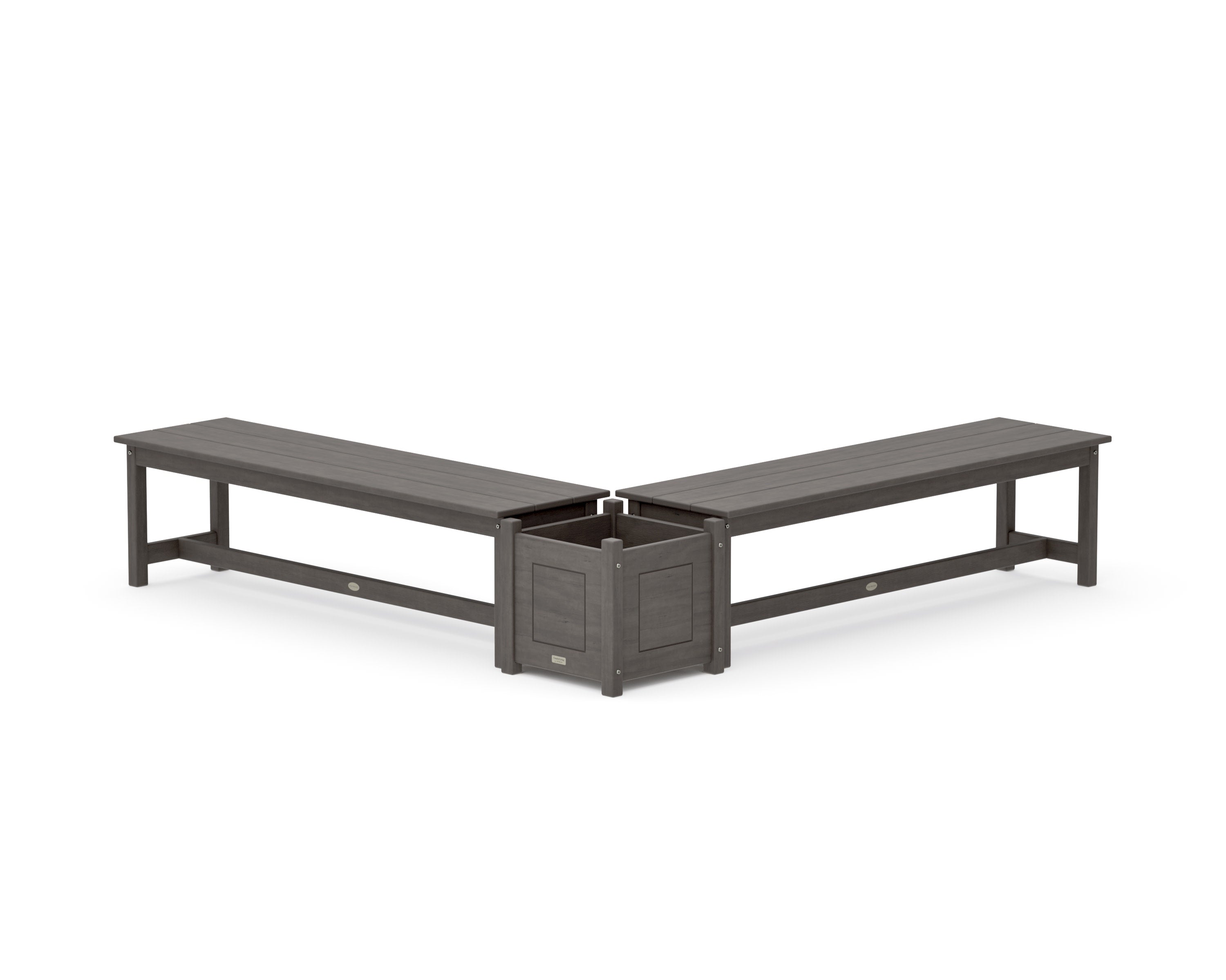 60" Country Living L- Shaped Planter Bench Set in Driftwood