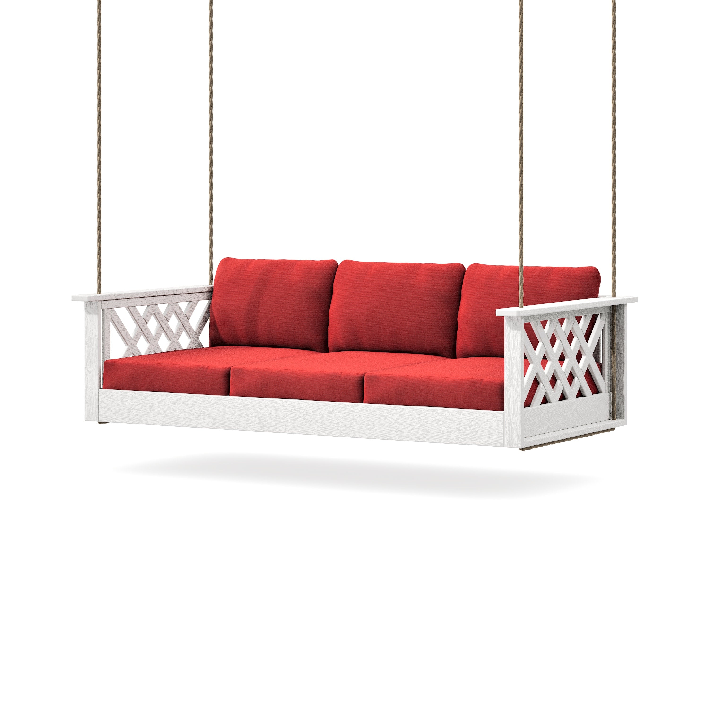 Wovendale Daybed Swing in Vintage White / Crimson Linen