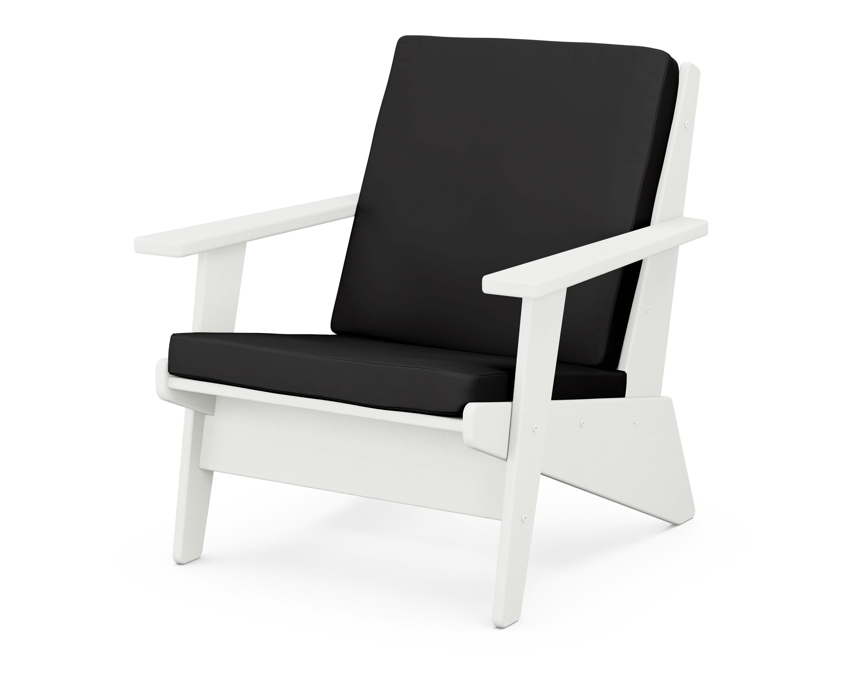 Riviera Modern Lounge Chair in Vintage White / Canvas Black
