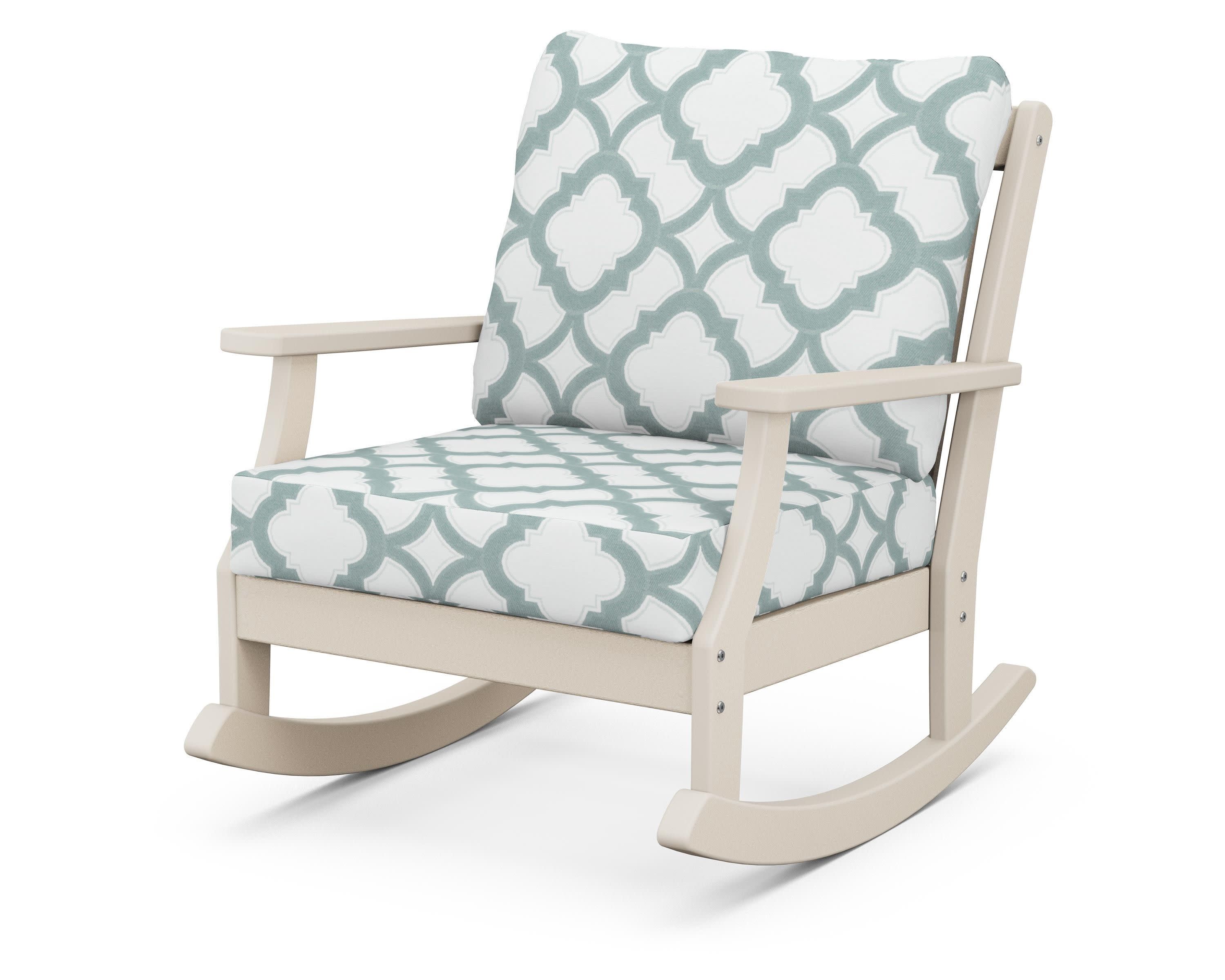 Braxton Deep Seating Rocking Chair in Sand / Trellis Glacier Spa