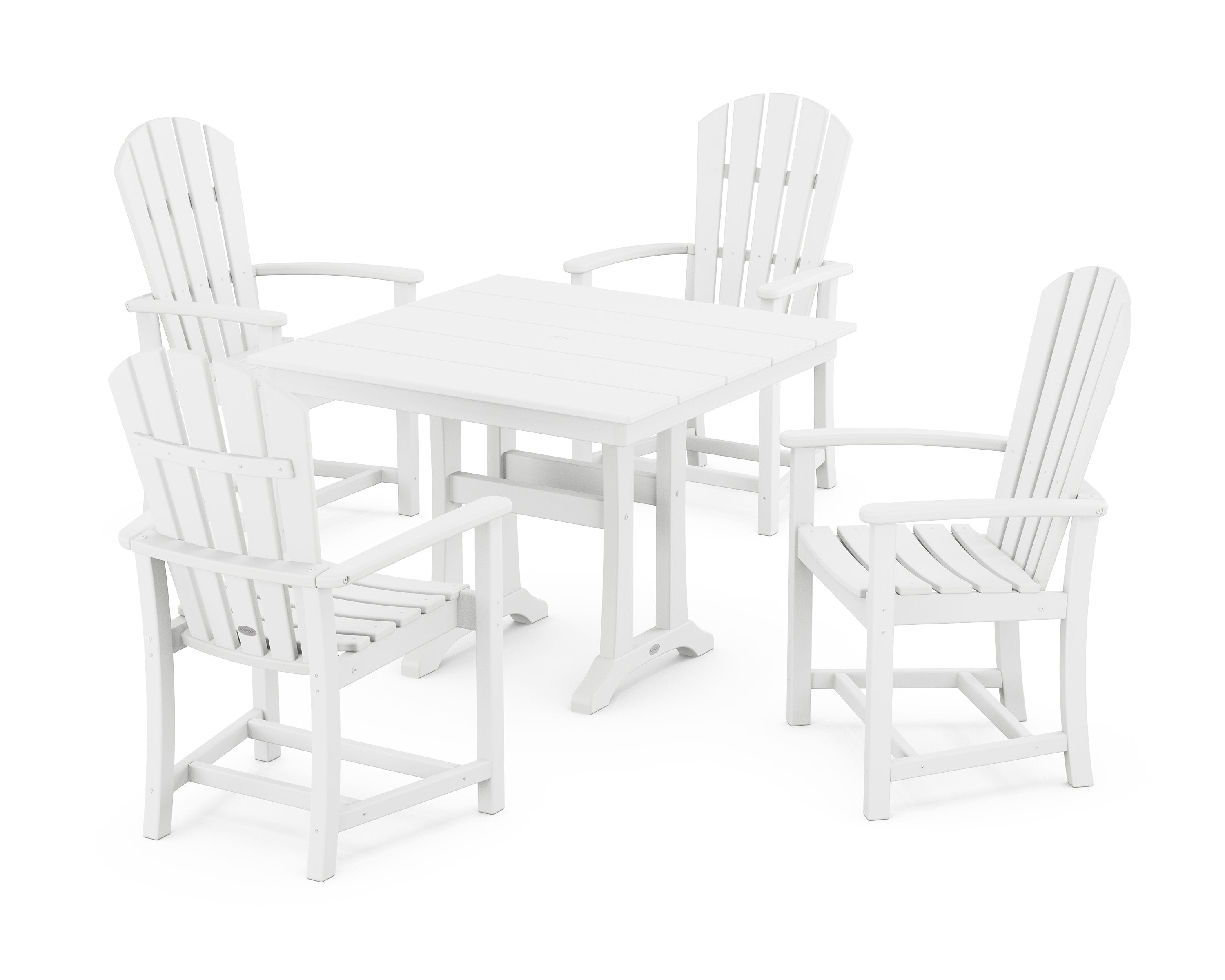 Palm Coast 5-Piece Farmhouse Dining Set With Trestle Legs in White
