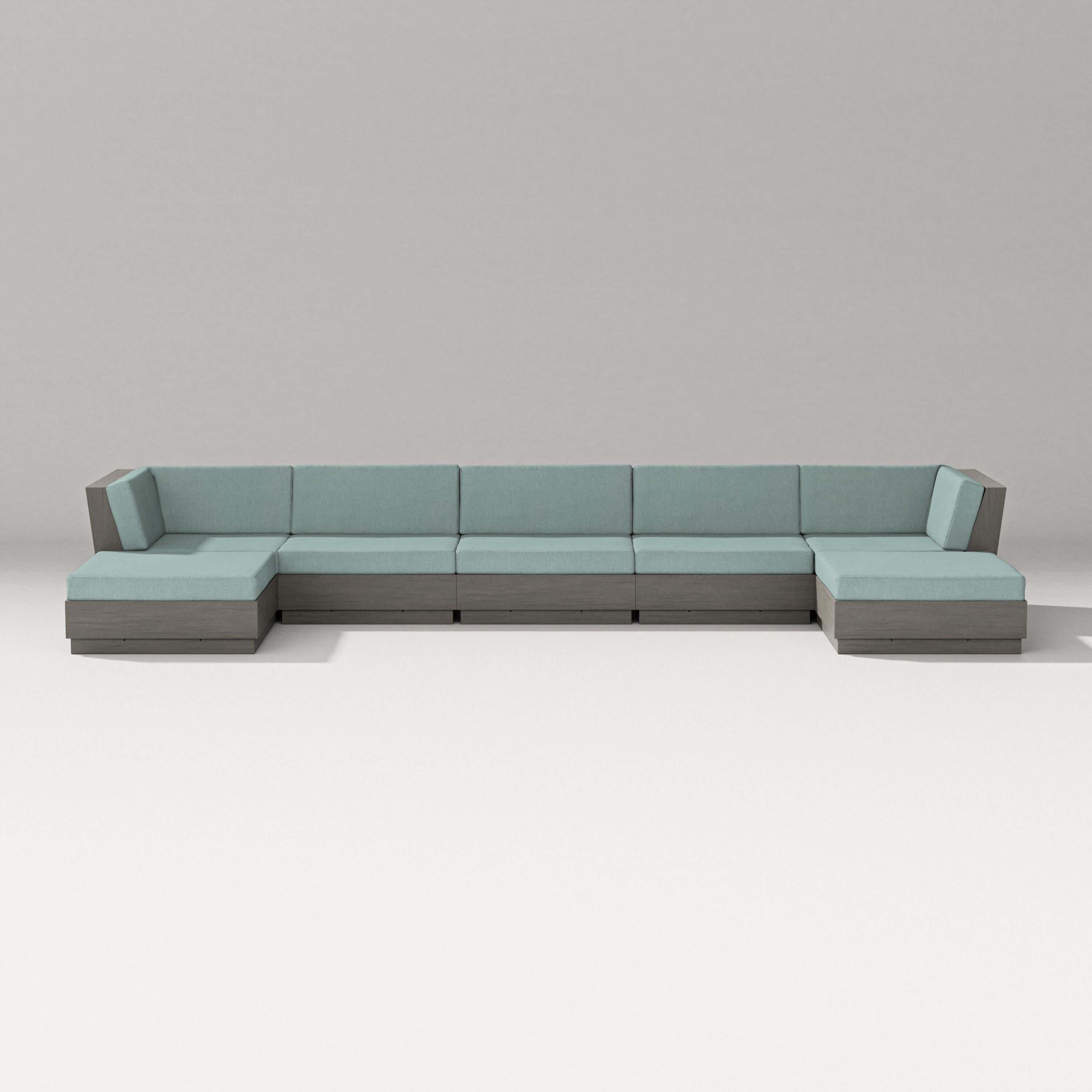 Elevate 7-Piece Double Chaise Sectional in Driftwood / Glacier Spa