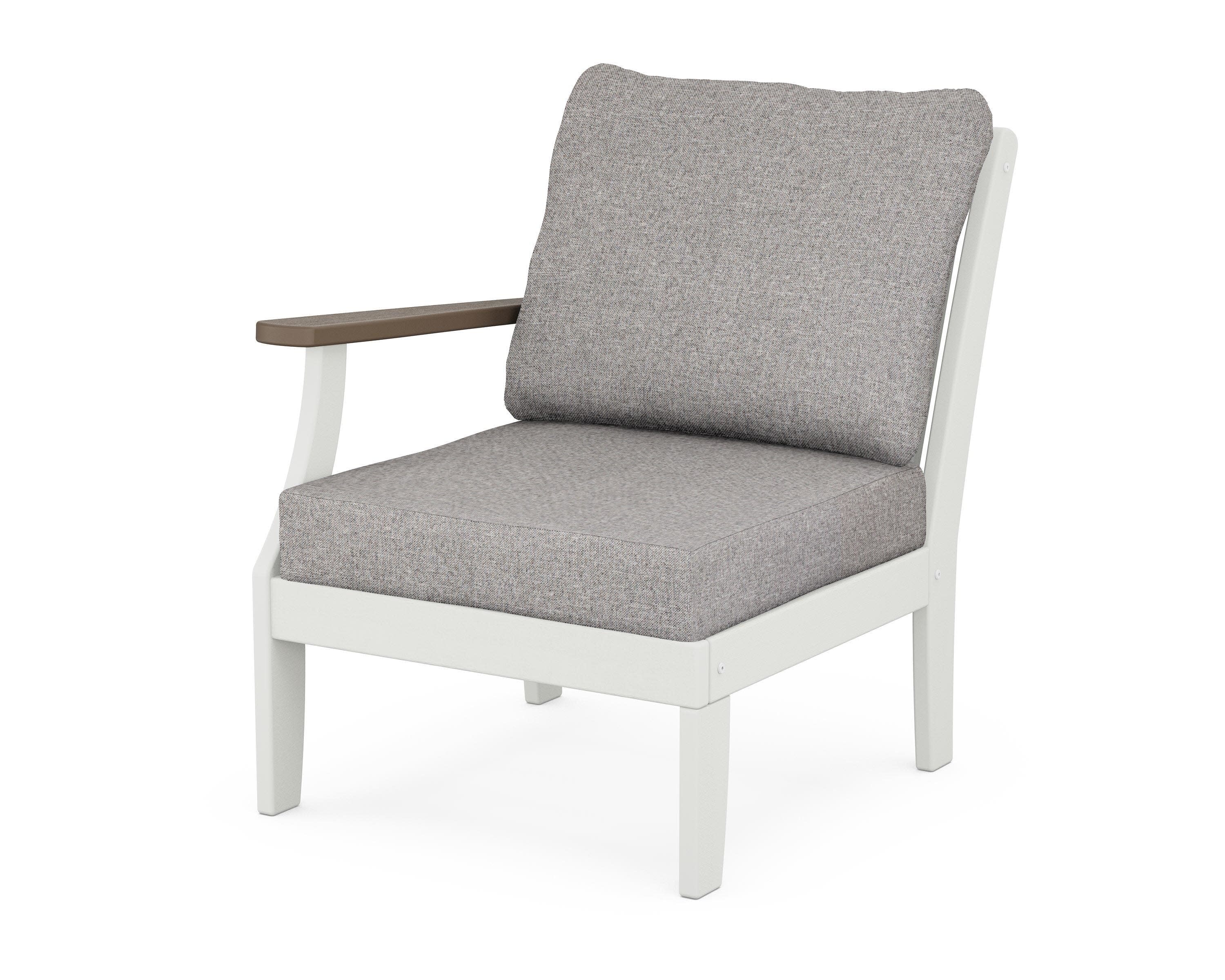 Braxton Modular Left Arm Chair in White / Kona / Grey Mist
