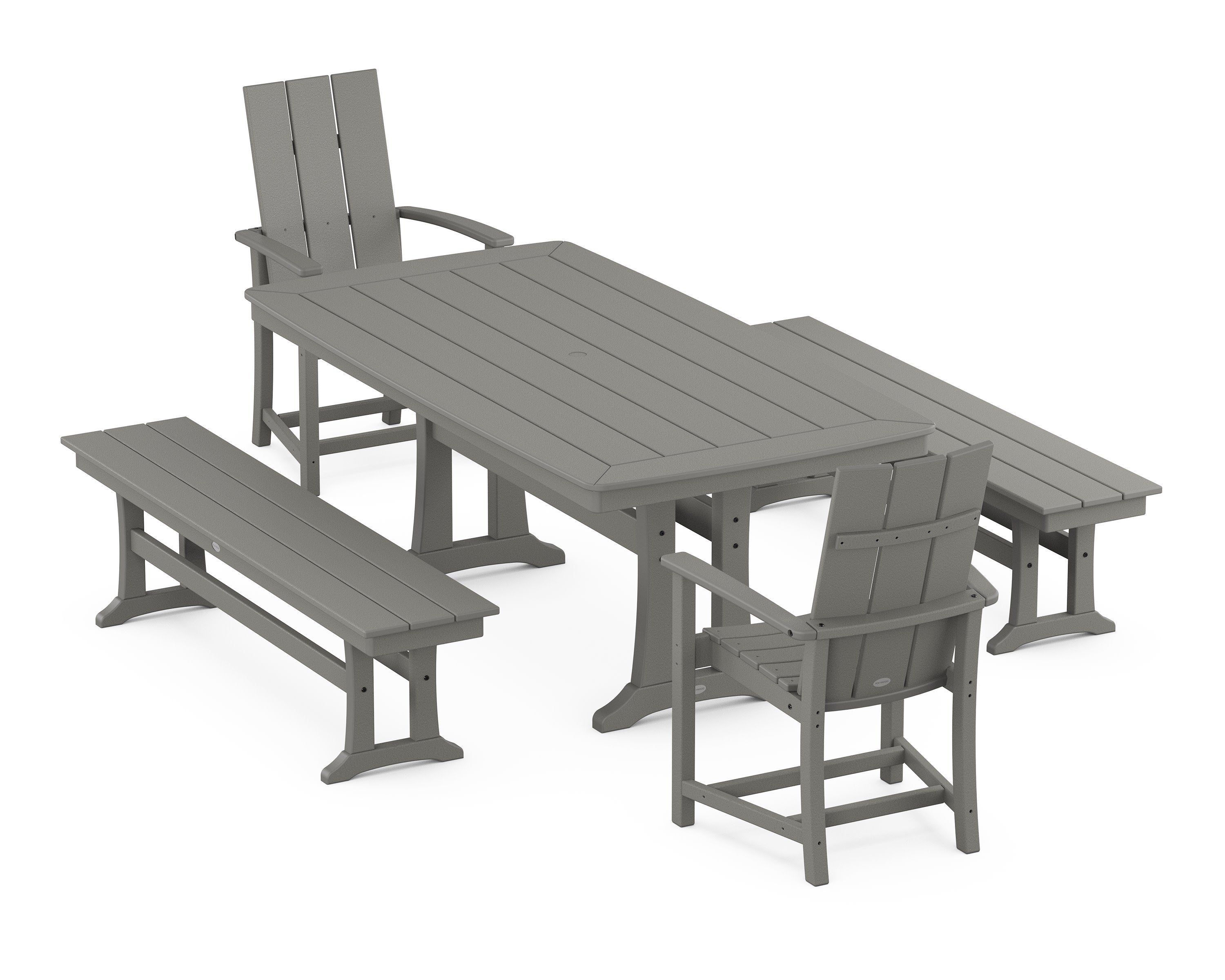 Modern Adirondack 5-Piece Dining Set with Trestle Legs in Slate Grey