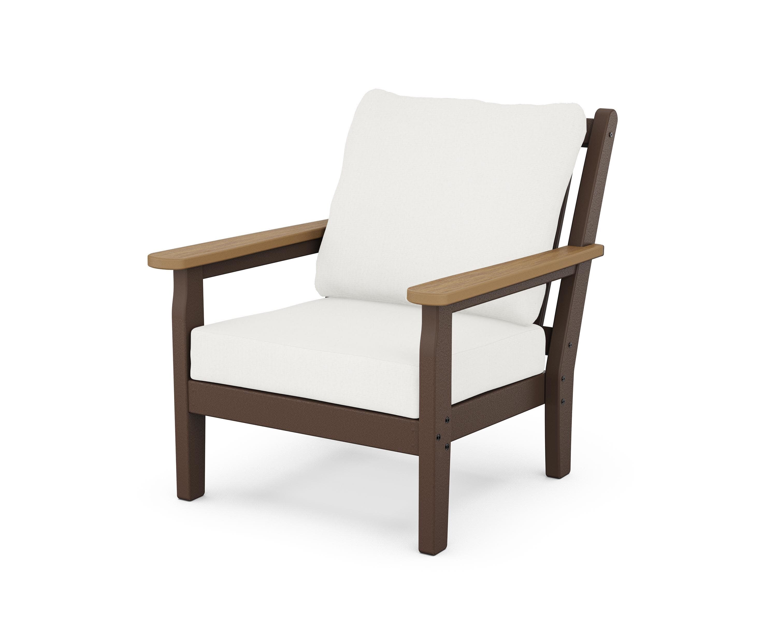 Chippendale Deep Seating Chair in Mahogany / Natural / Natural Linen