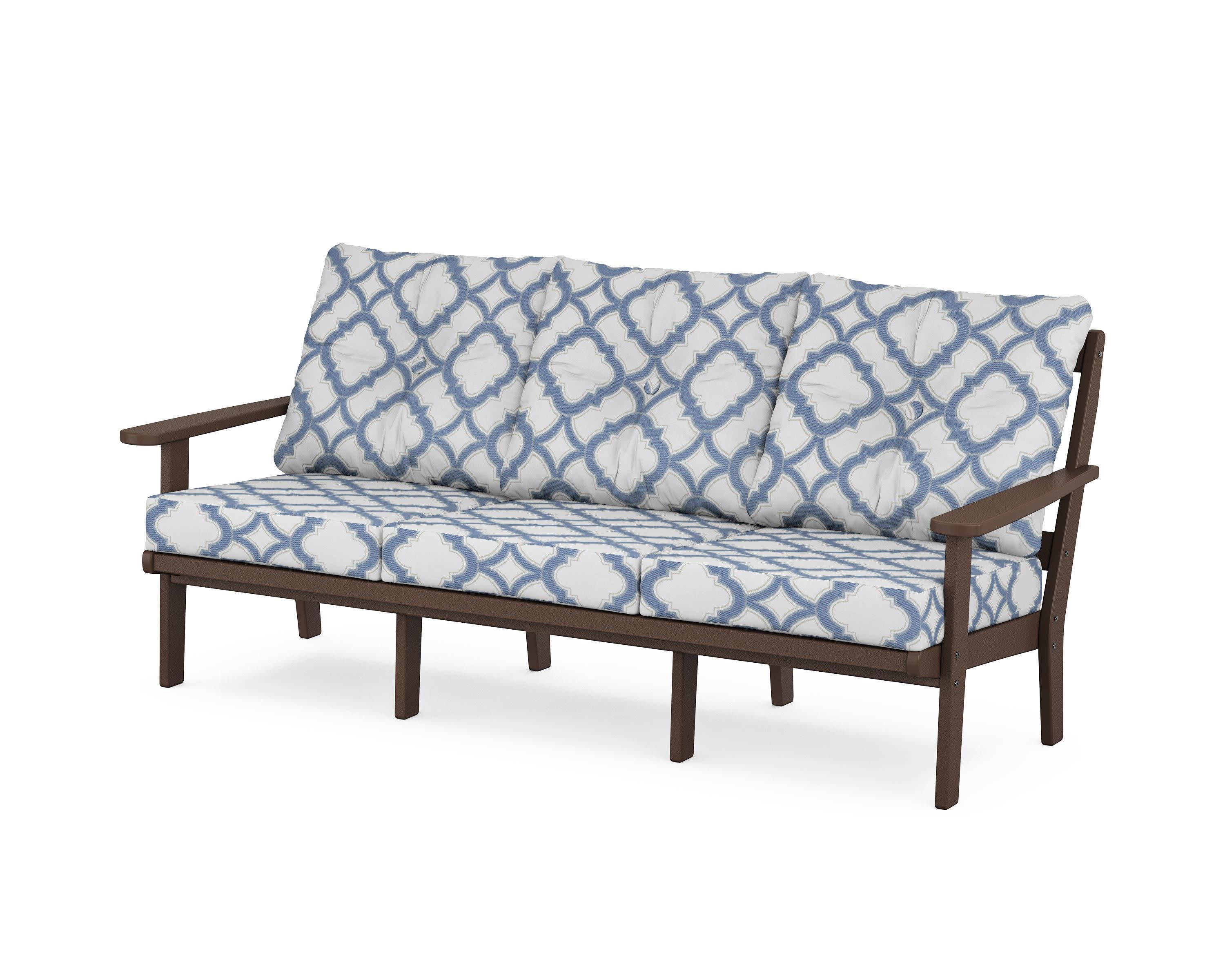 Mission Deep Seating Sofa in Mahogany / Trellis Sky Blue