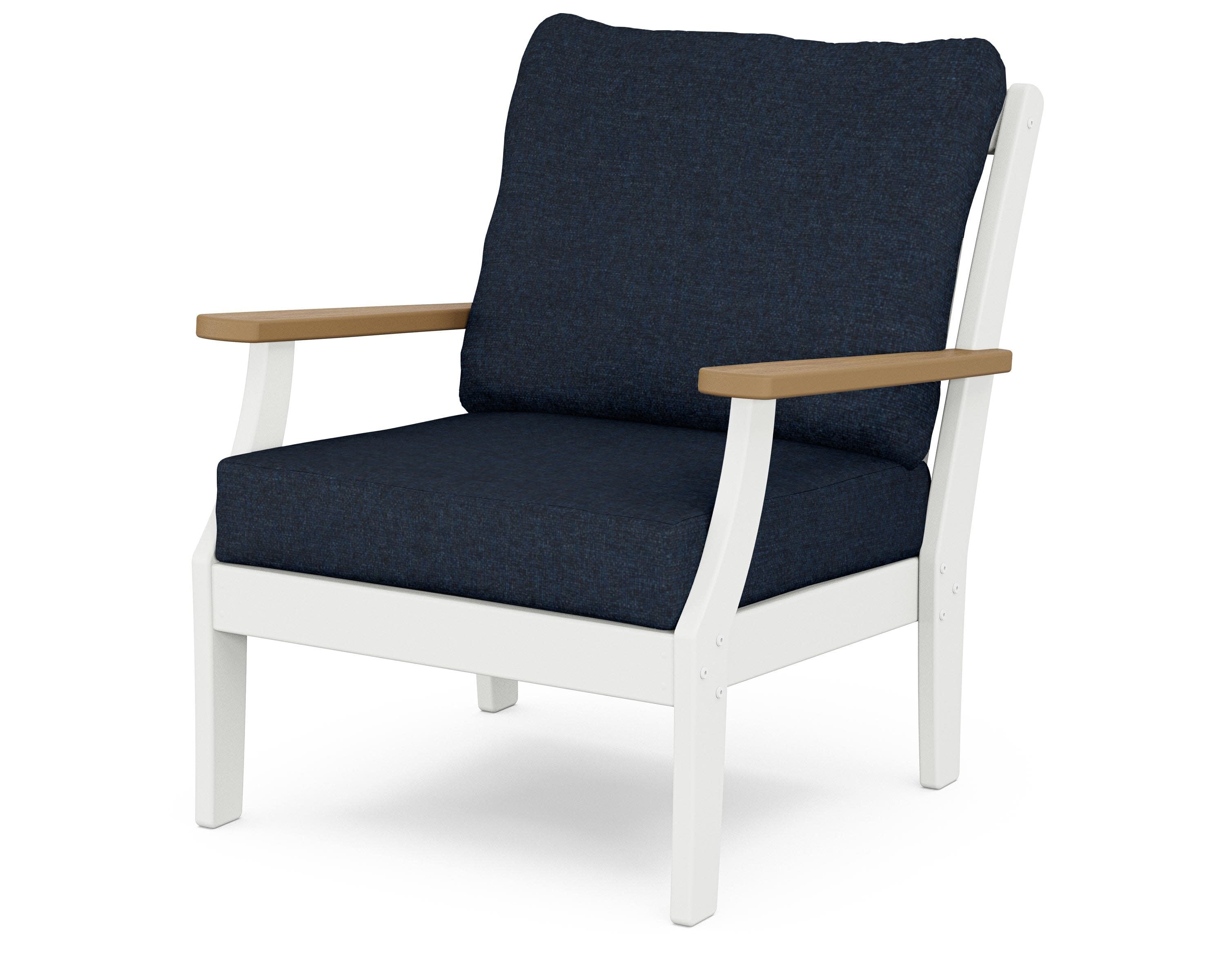 Braxton Deep Seating Chair in White / Natural / Marine Indigo