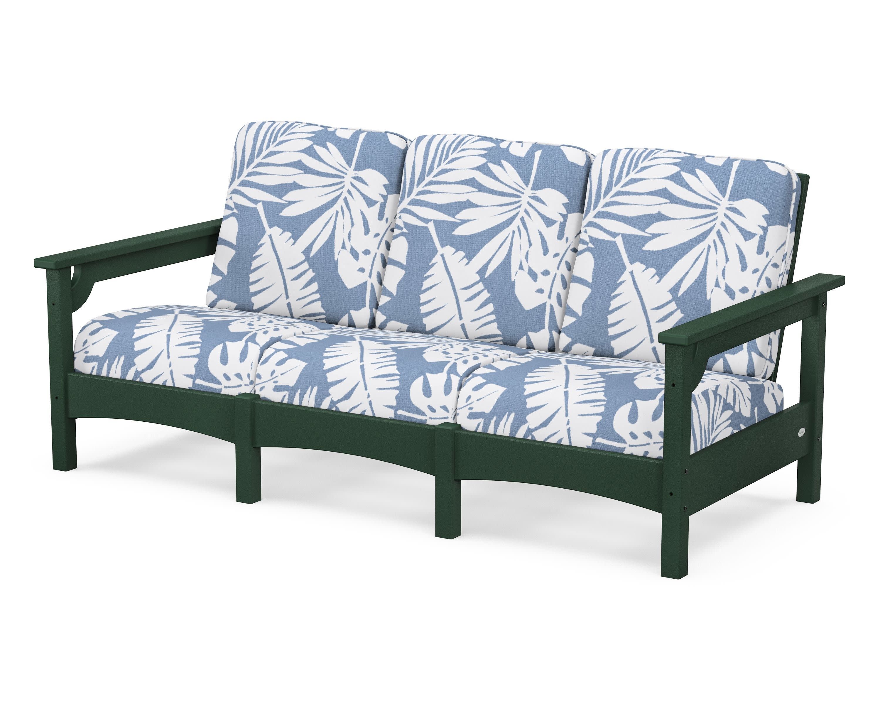 Club Sofa in Green / Leaf Sky Blue