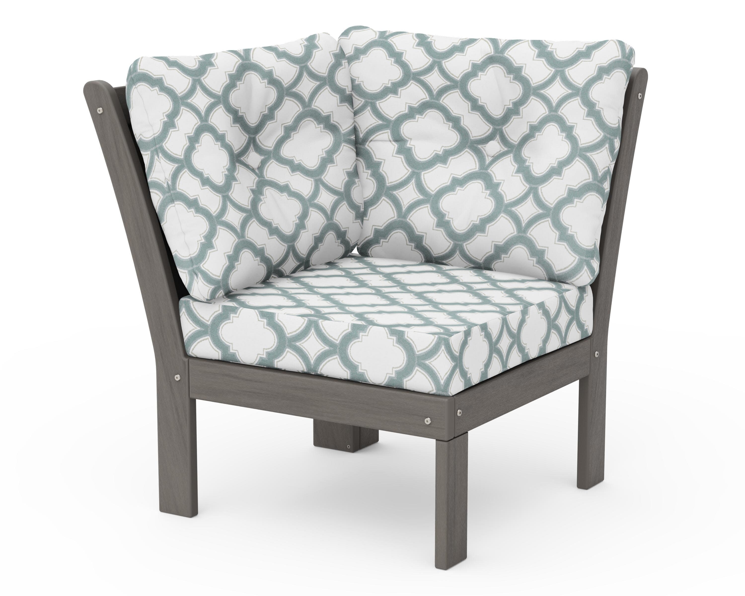 Vineyard Modular Corner Chair in Driftwood / Trellis Glacier Spa
