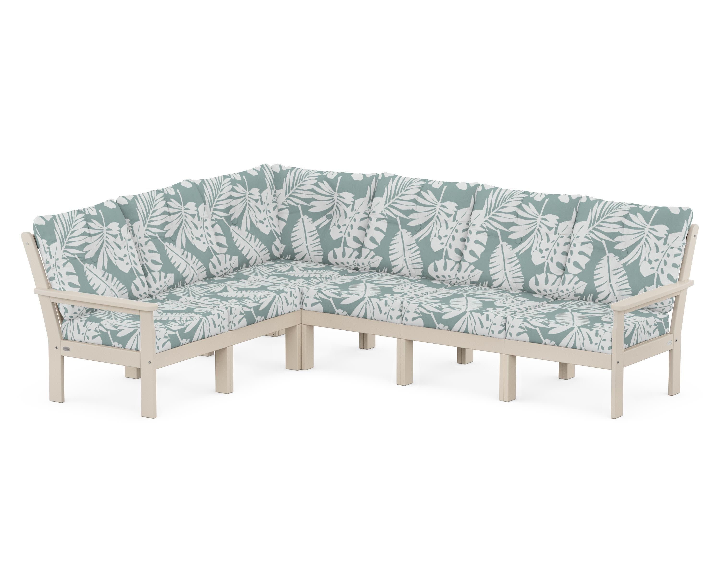 Vineyard 6-Piece Sectional in Sand / Leaf Glacier Spa