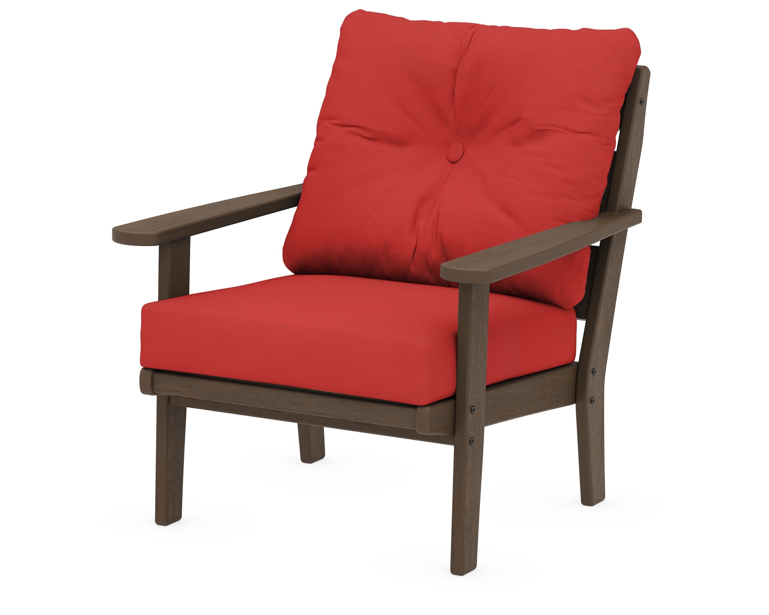 Lakeside Deep Seating Chair in Kona / Crimson Linen