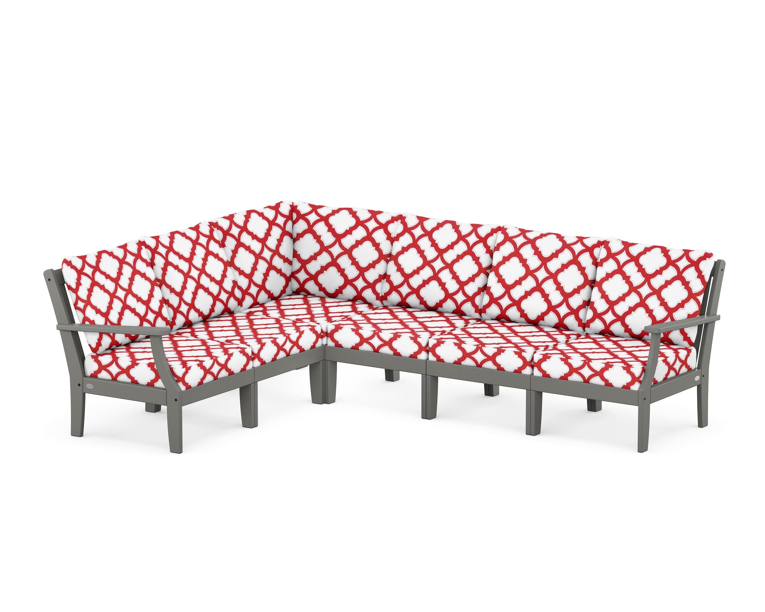Braxton Modular 6-Piece Deep Seating Set in Slate Grey / Trellis Crimson