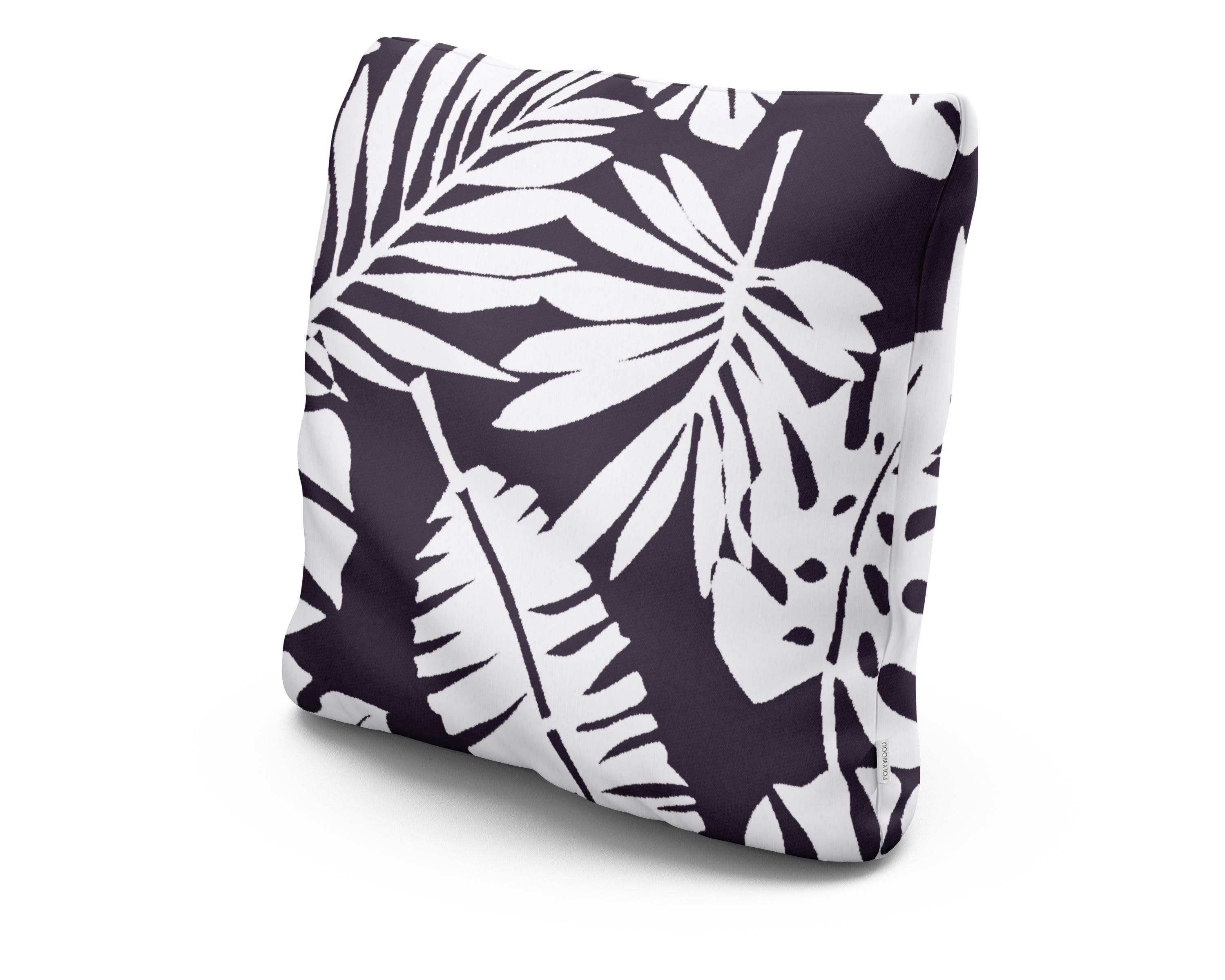 22" Outdoor Throw Pillow in Leaf Navy