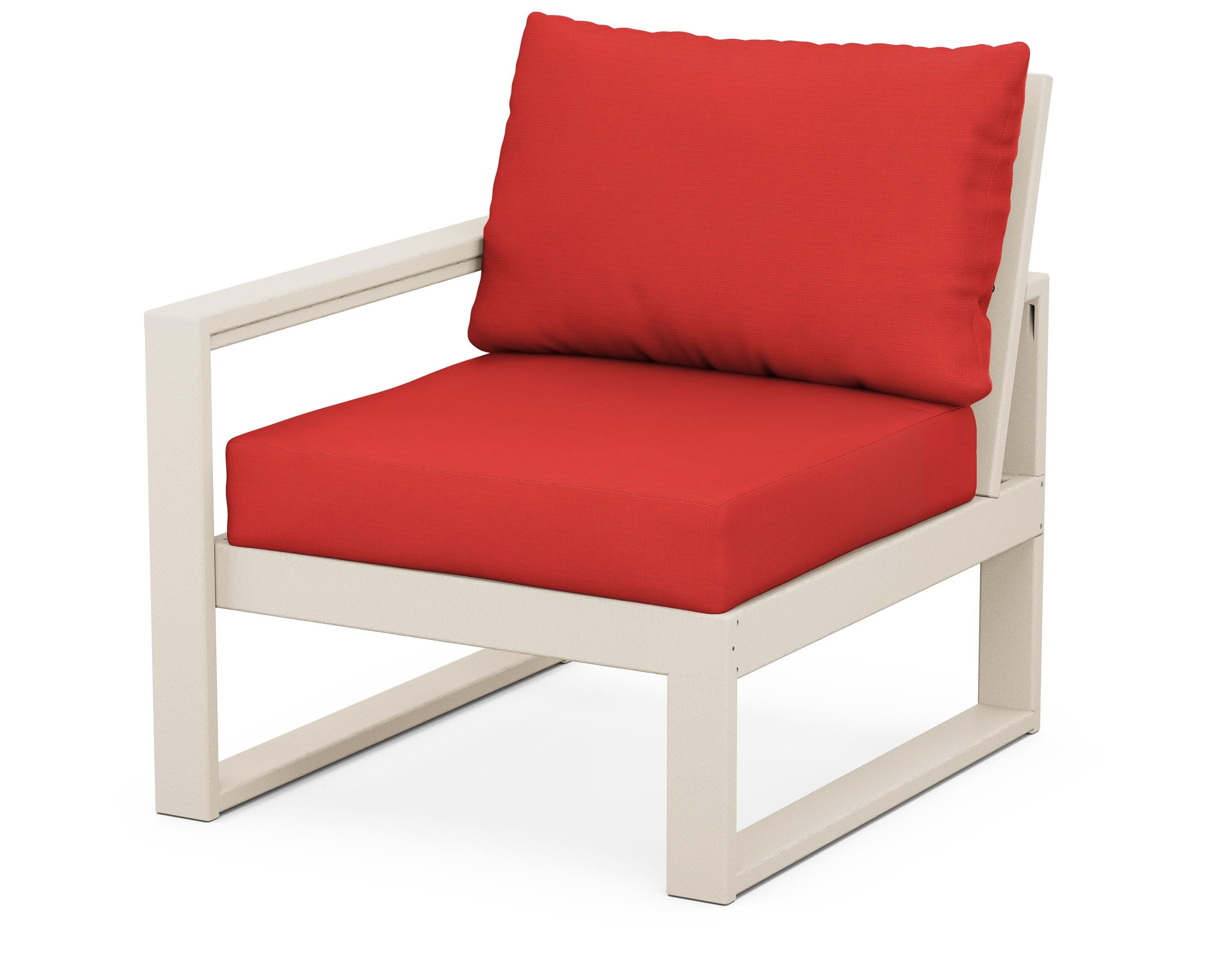 EDGE Modular Left Arm Chair in Sand / Crimson Linen